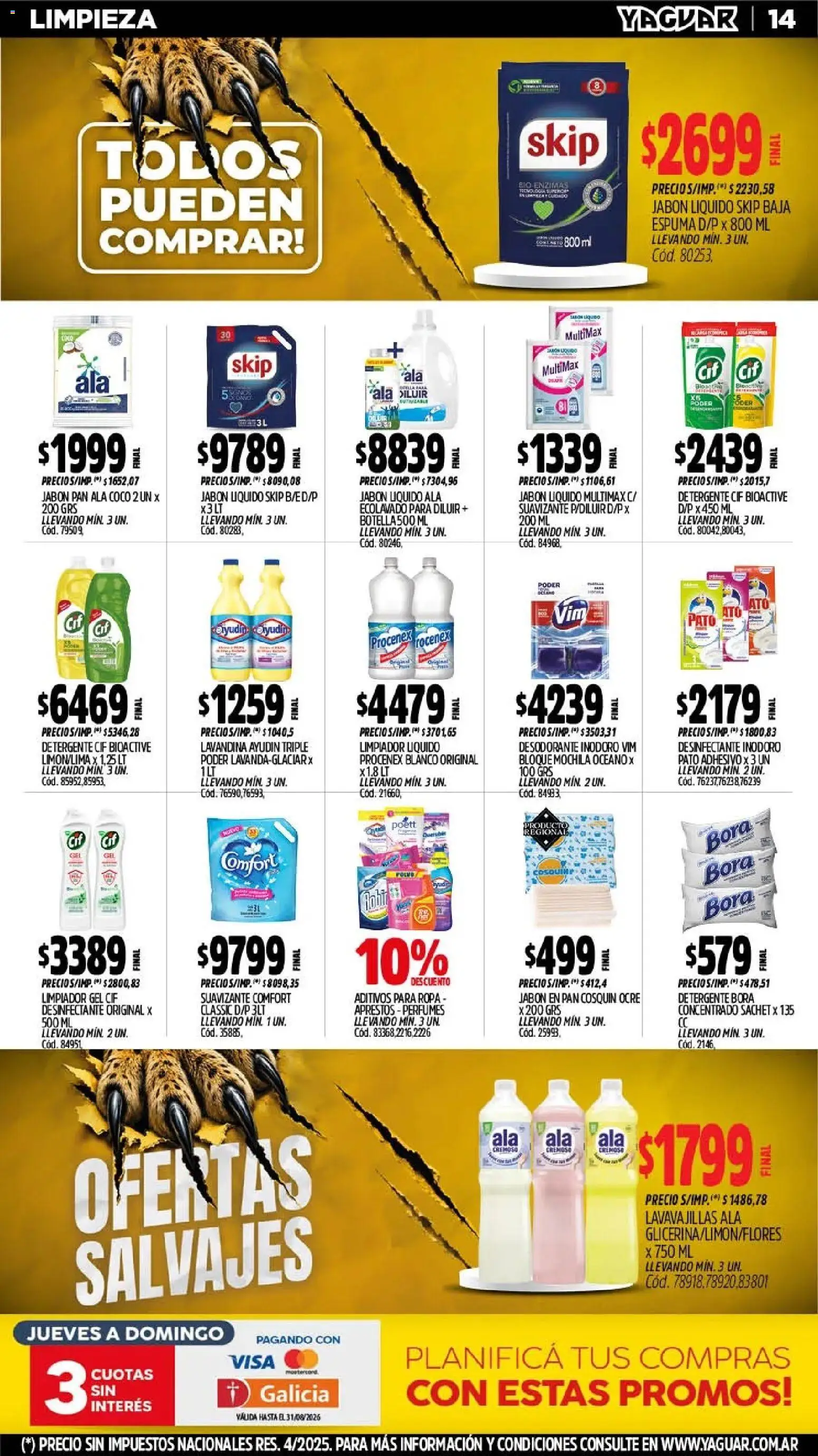 Yaguar - Oferta Semanal Salta │ válido desde el 10/08/2026 | Página: 17 | Productos: Lavandina, Inodoro, Jabón, Detergente