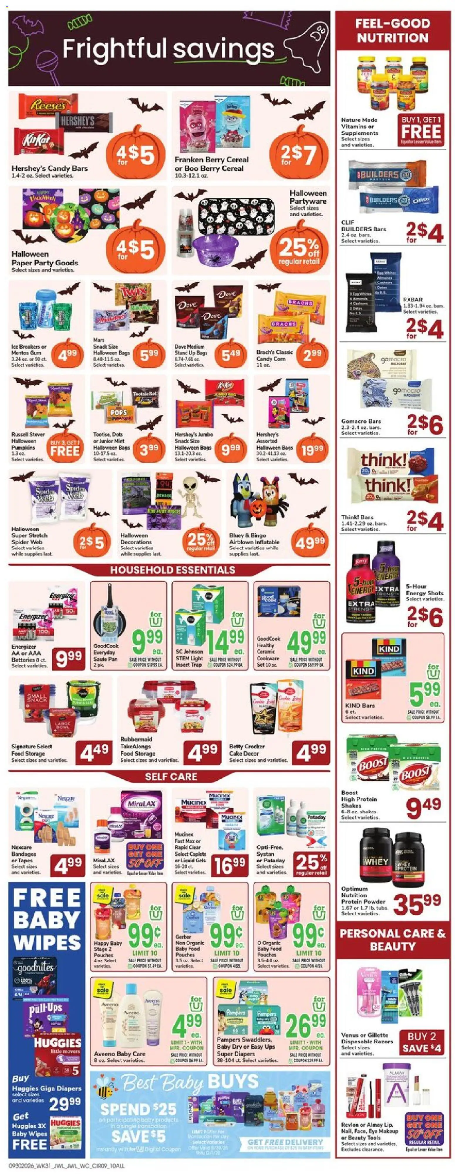 Jewel Osco Weekly Ad - IN - valid from 09/30/2026 | Page: 9 | Products: Diapers, Pan, Food pouches, Cereal