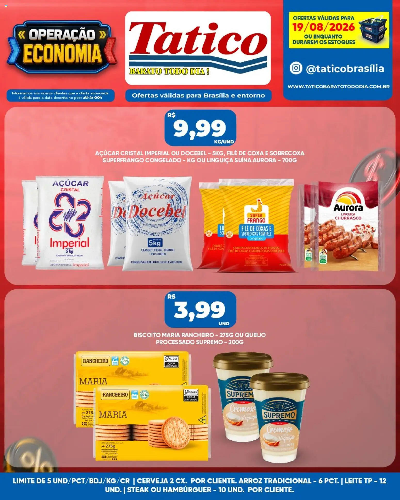Tatico Folheto - válido de 19/08/2026 | Página: 4 | Produtos: Biscoito, Linguiça, Queijo, Açúcar