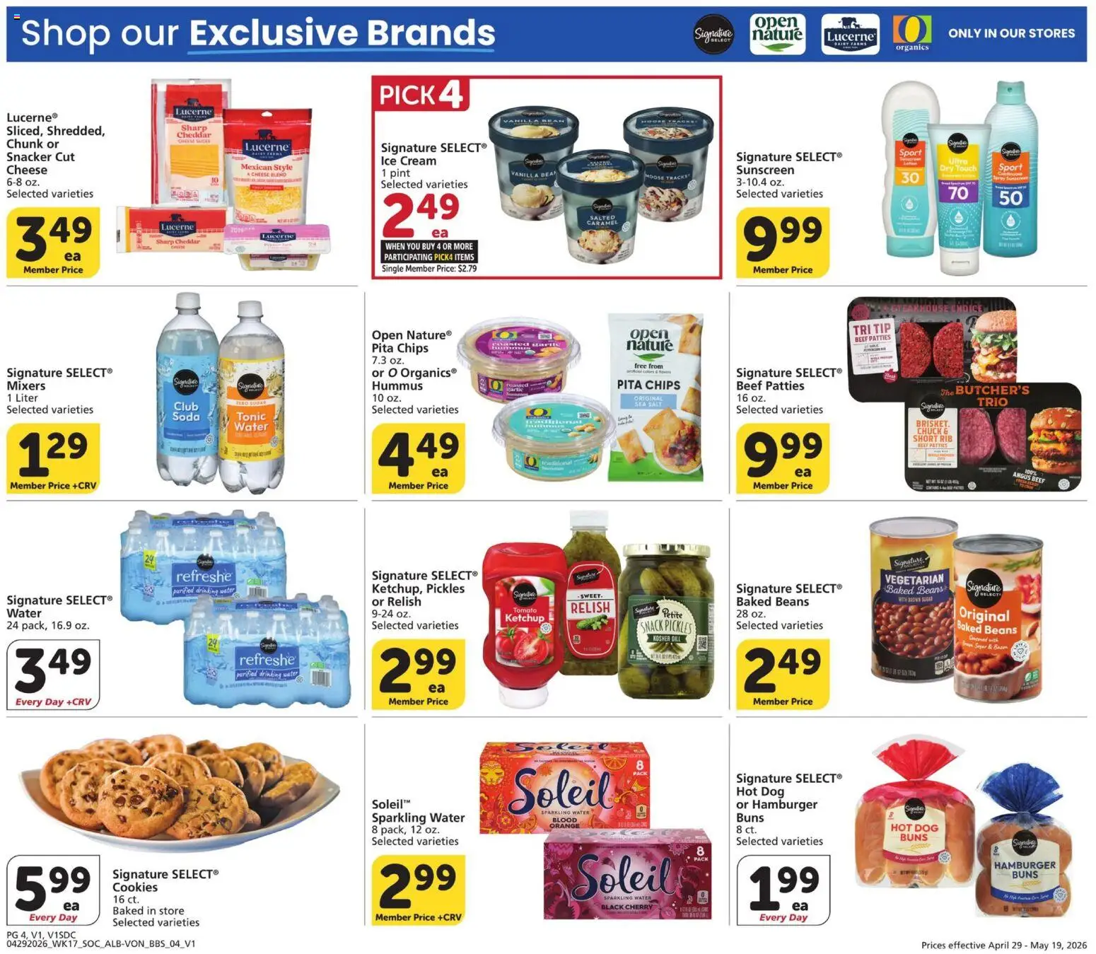 Vons Big Book of Savings - valid from 29.04.2026 | Page: 4 | Products: Beef, Cookies, Water, Salt