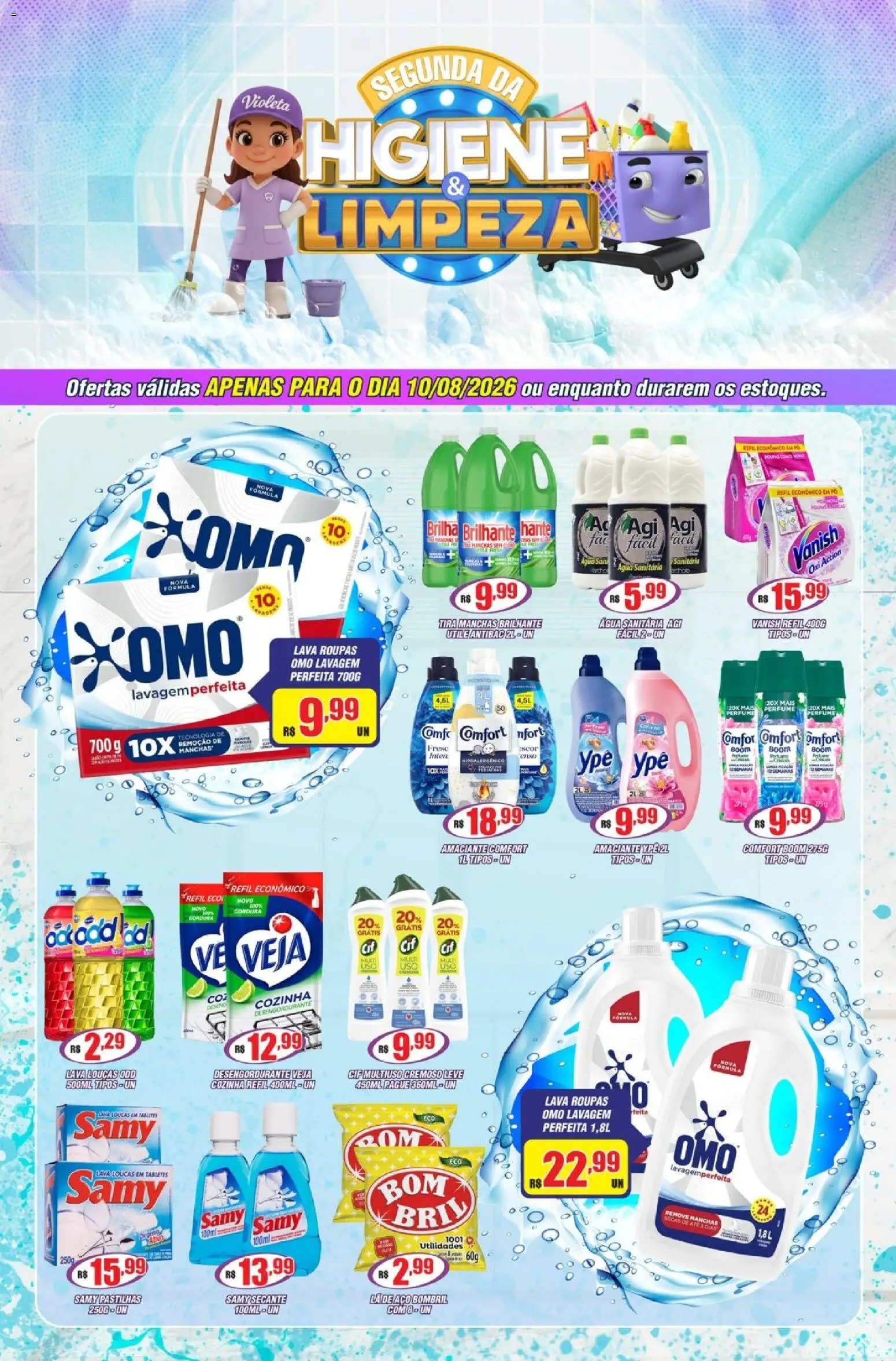 Violeta Supermercados Folheto - válido de 10/08/2026 | Página: 1 | Produtos: Perfume, Desengordurante, Roupas, Amaciante