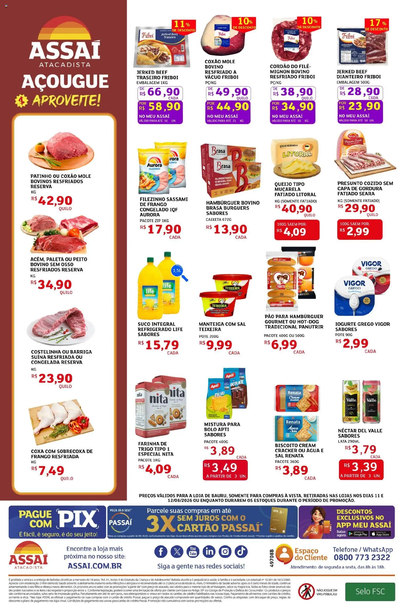 Assaí Atacadista Folheto - válido de 11/08/2026 | Página: 2 | Produtos: Pão, Muçarela, Milho, Iogurte grego