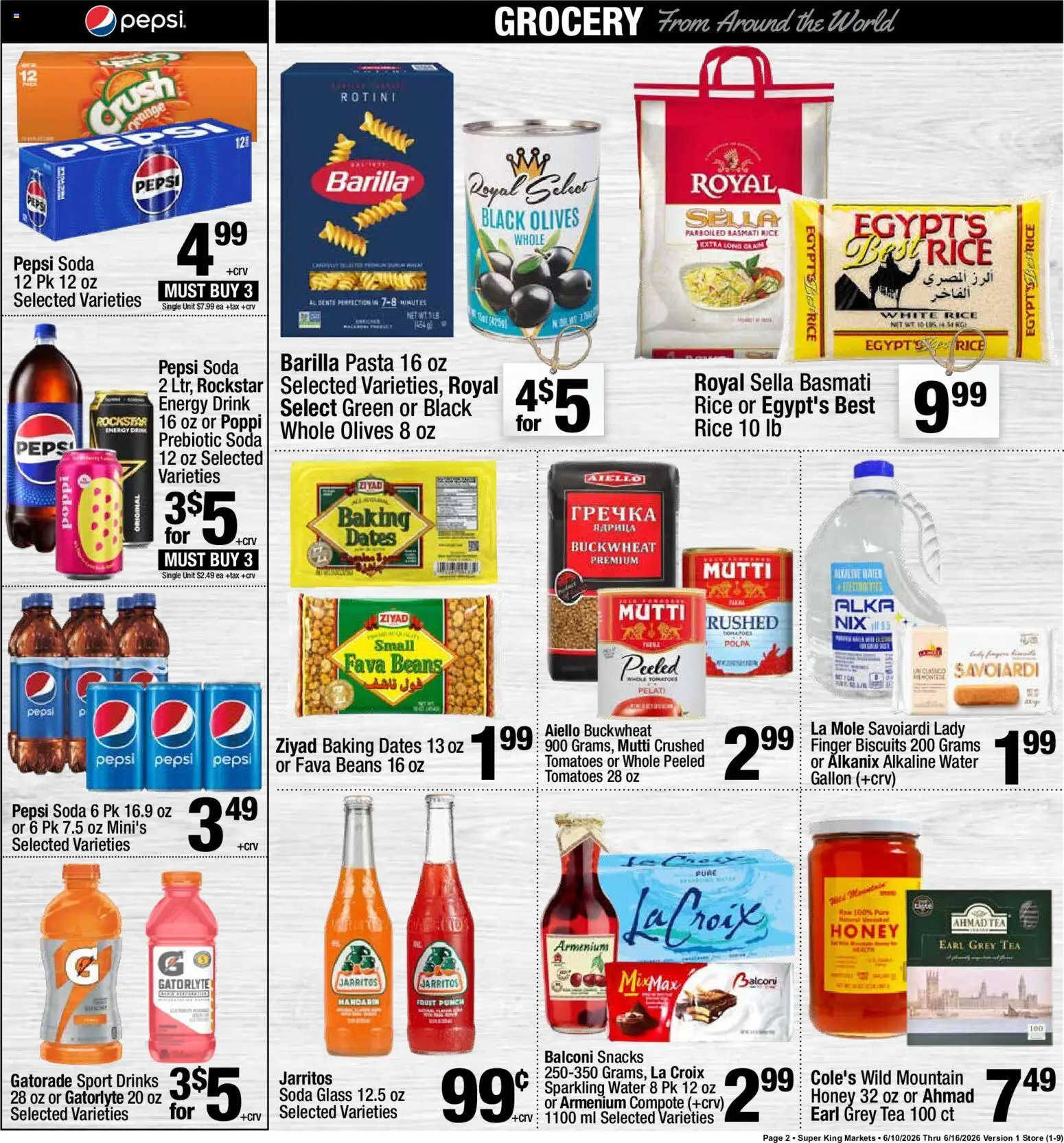 Super King Weekly Ad - valid from 10.06.2026 | Page: 2 | Products: Tomatoes, Rice, Pasta, Water