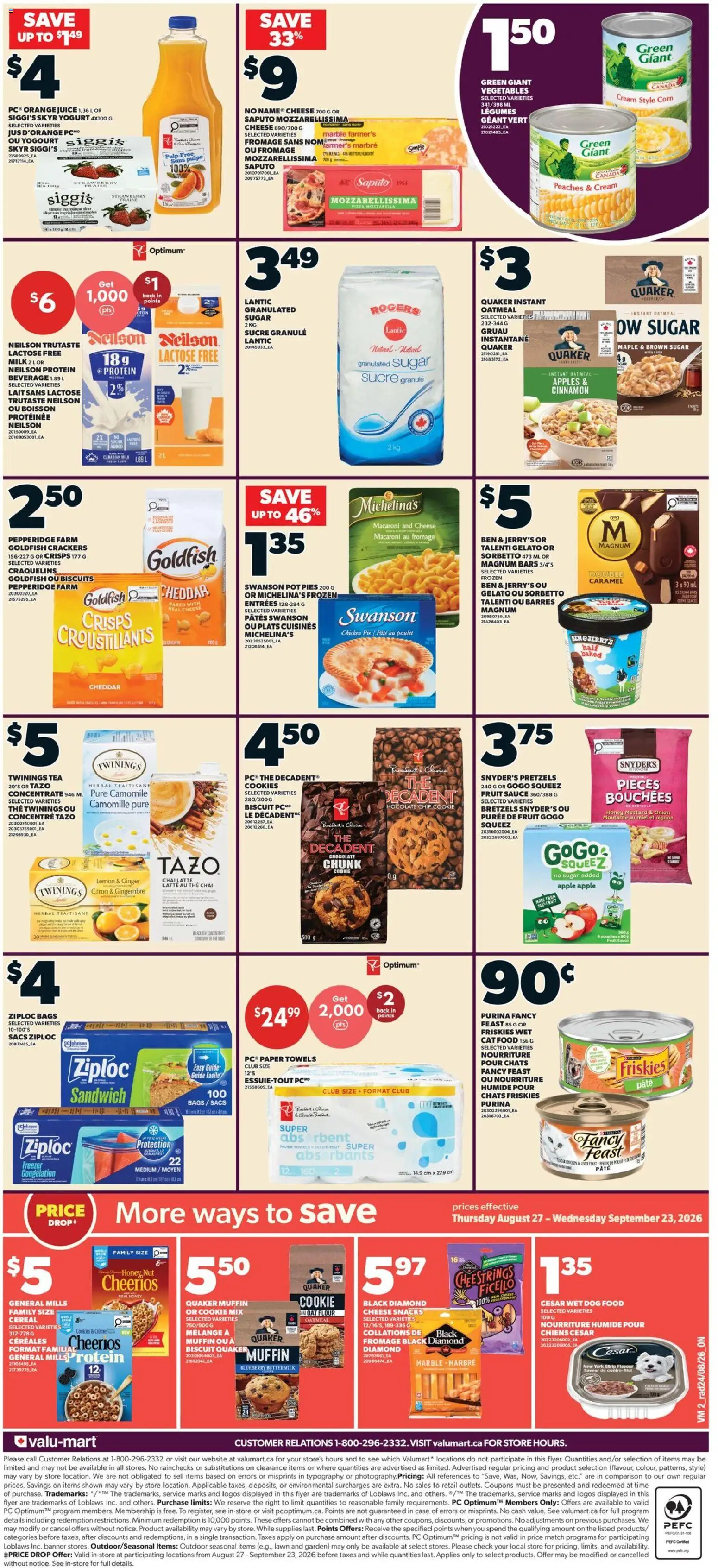 Valu Mart flyer valid from Aug 27, 2026 | Page: 2 | Products: Fruit, Peaches, Food, Yogurt