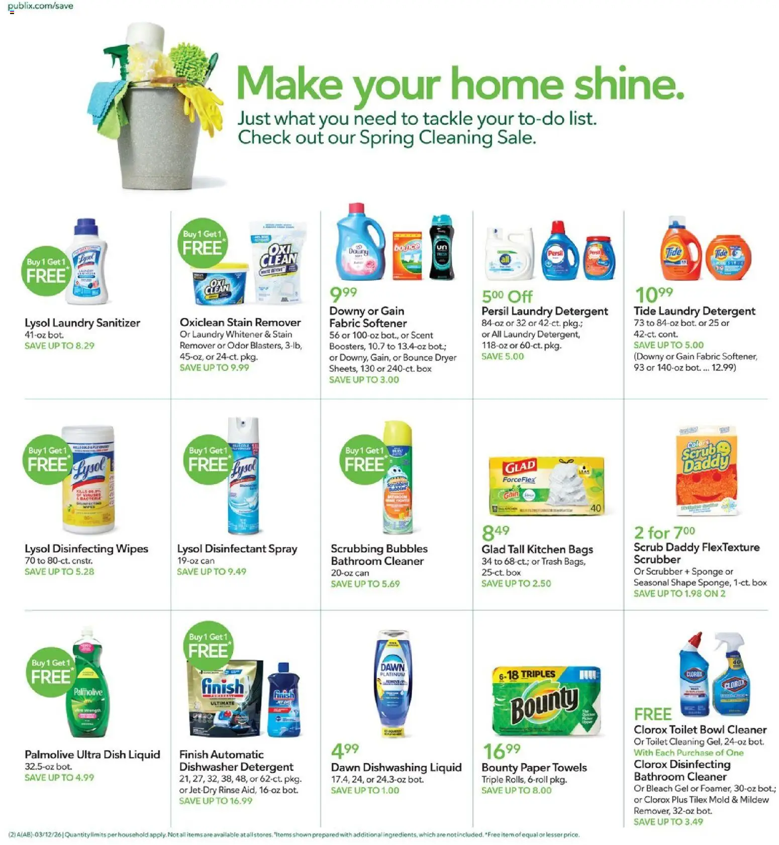 Publix Weekly Ad - valid from 11.03.2026 | Page: 2 | Products: Fabric softener, Stain remover, Detergent, Sponge