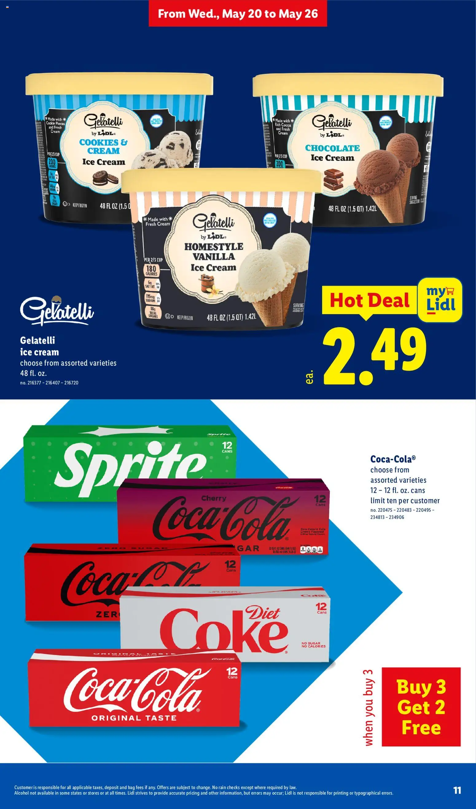 Lidl Weekly Ad - valid from 20.05.2026 | Page: 11 | Products: Chocolate, Cookies, Ice cream, Bag