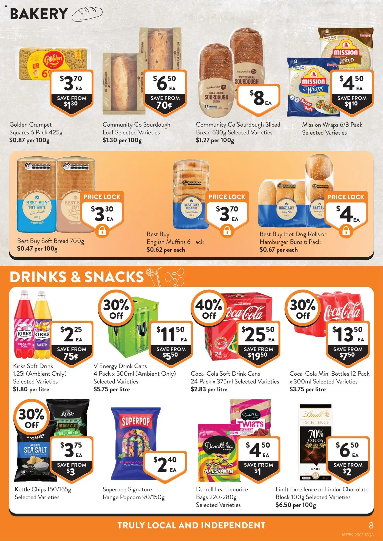 Foodworks catalogue - valid from 29/07/2026 | Page: 8 | Products: Energy drink, Chocolate, Kettle, Bakery