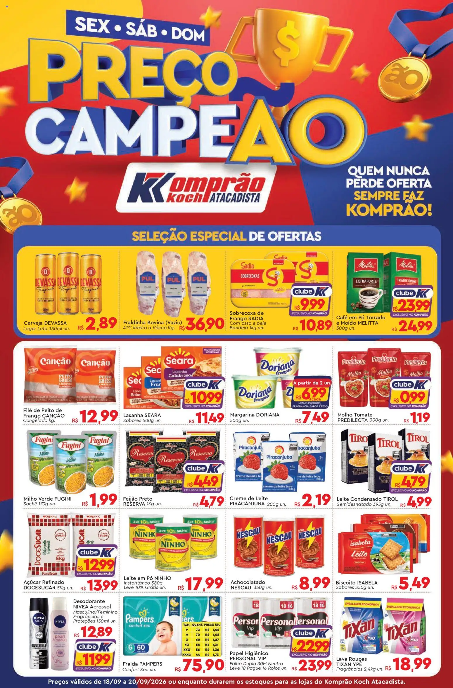 Komprao Atacadista Folheto - válido de 18/09/2026 | Página: 1 | Produtos: Pampers, Desodorante, Açúcar, Creme de leite
