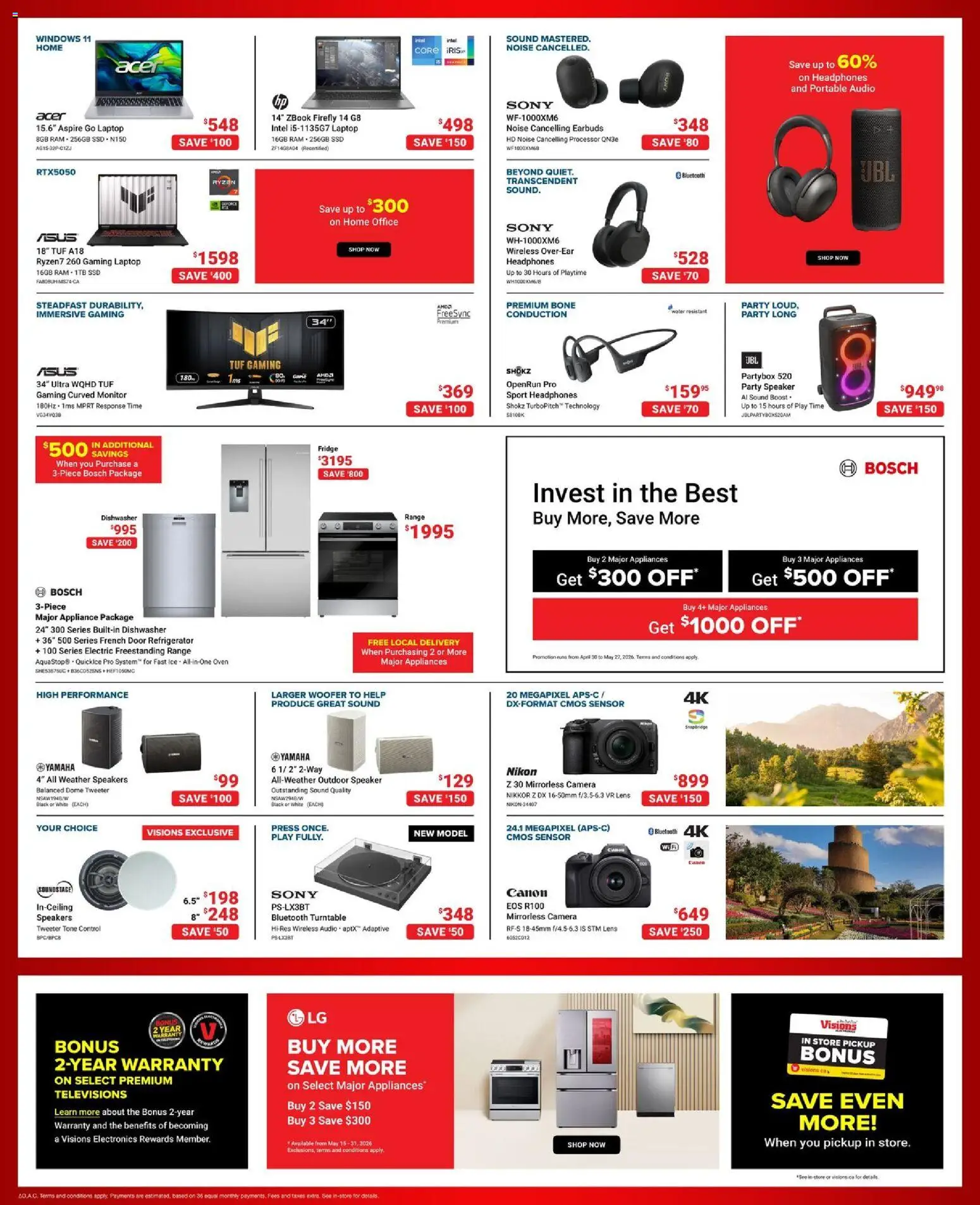 Visions flyer valid from 15.05.2026 | Page: 4 | Products: Headphones, Camera, Refrigerator, Oven