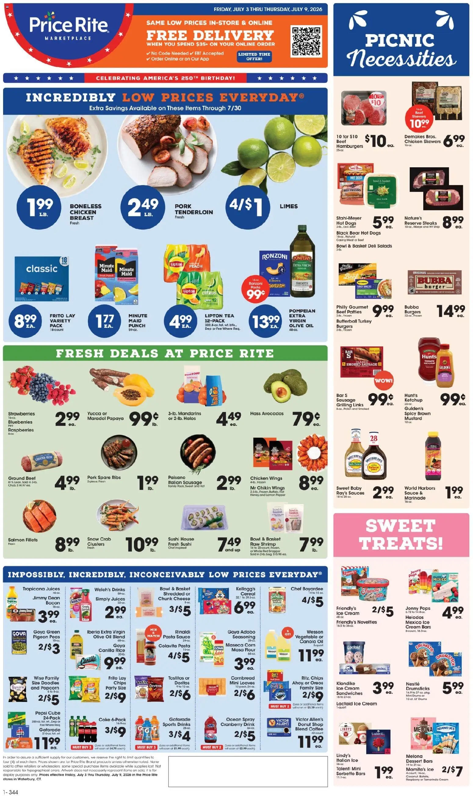 Price Rite Weekly Ad - valid from 07/01/2026 | Page: 1 | Products: Ice cream, Lemon, Beet, Blueberries