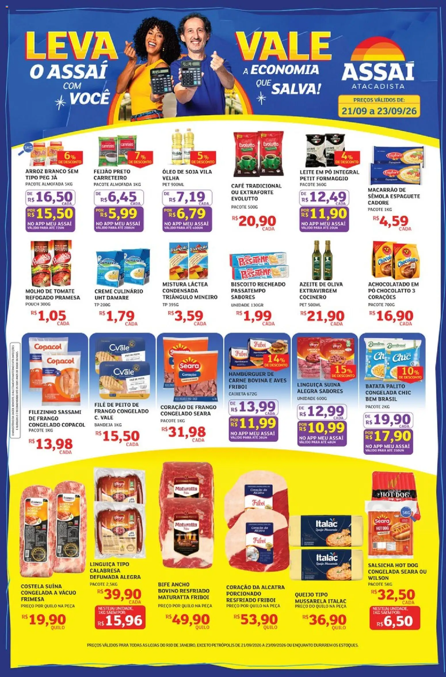 Assaí Atacadista Folheto - válido de 21/09/2026 | Página: 1 | Produtos: Espaguete, Óleo, Arroz, Mussarela