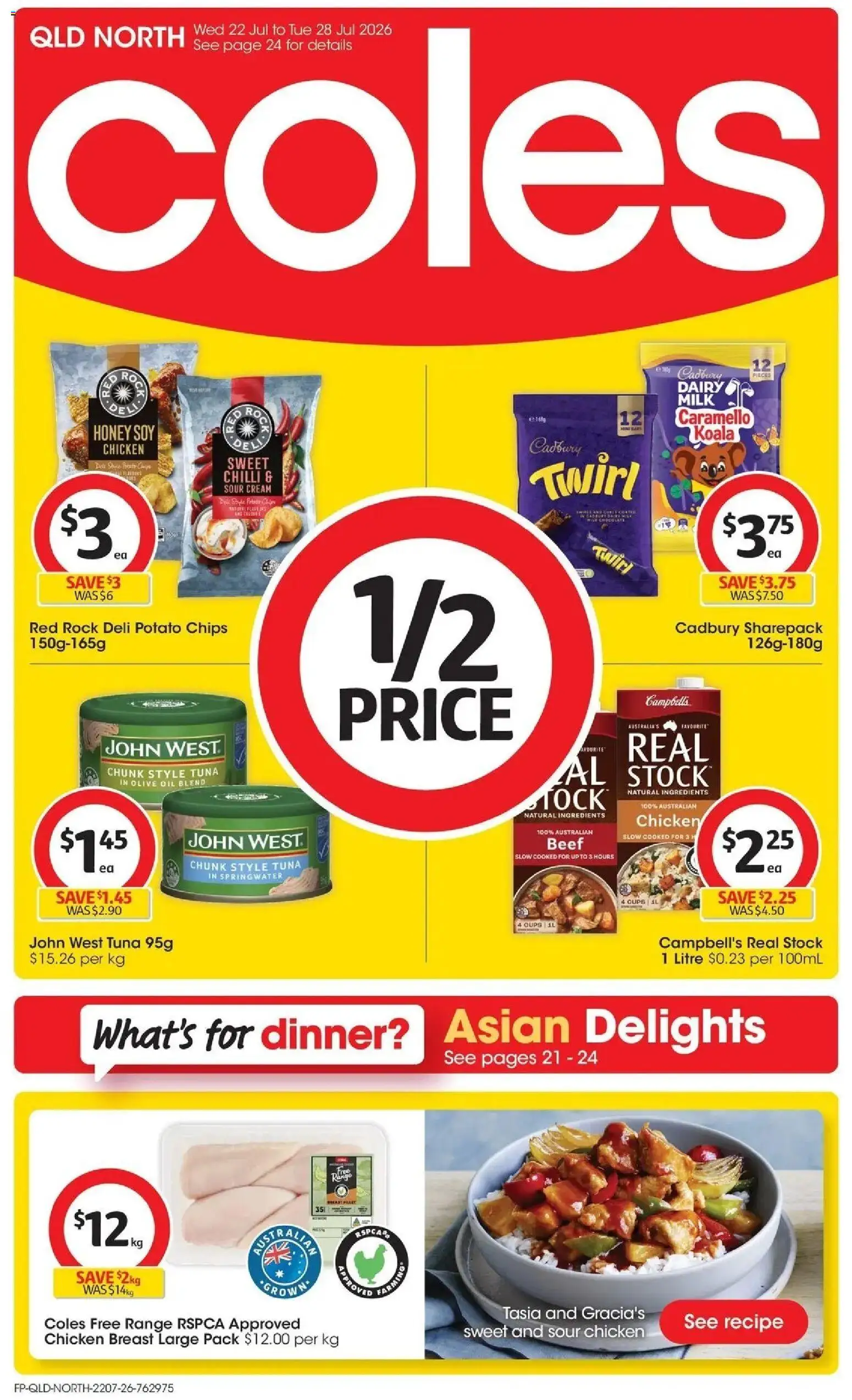 Coles catalogue - valid from 22/07/2026 | Page: 1 | Products: Milk, Dairy, Cream, Tuna