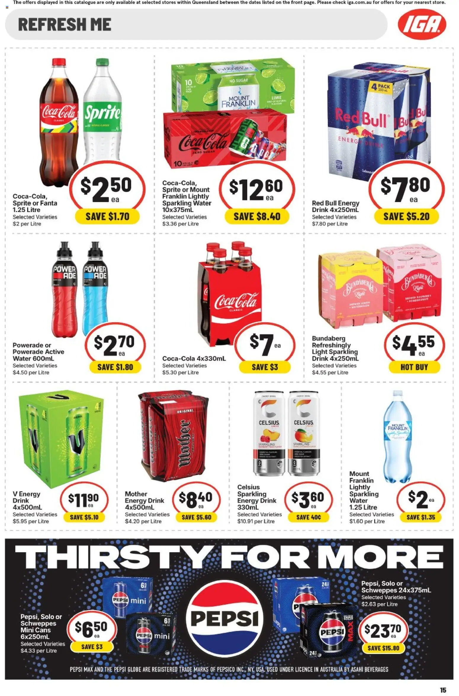 IGA catalogue - valid from 01/07/2026 | Page: 15 | Products: Light, Pepsi, Water, Lime