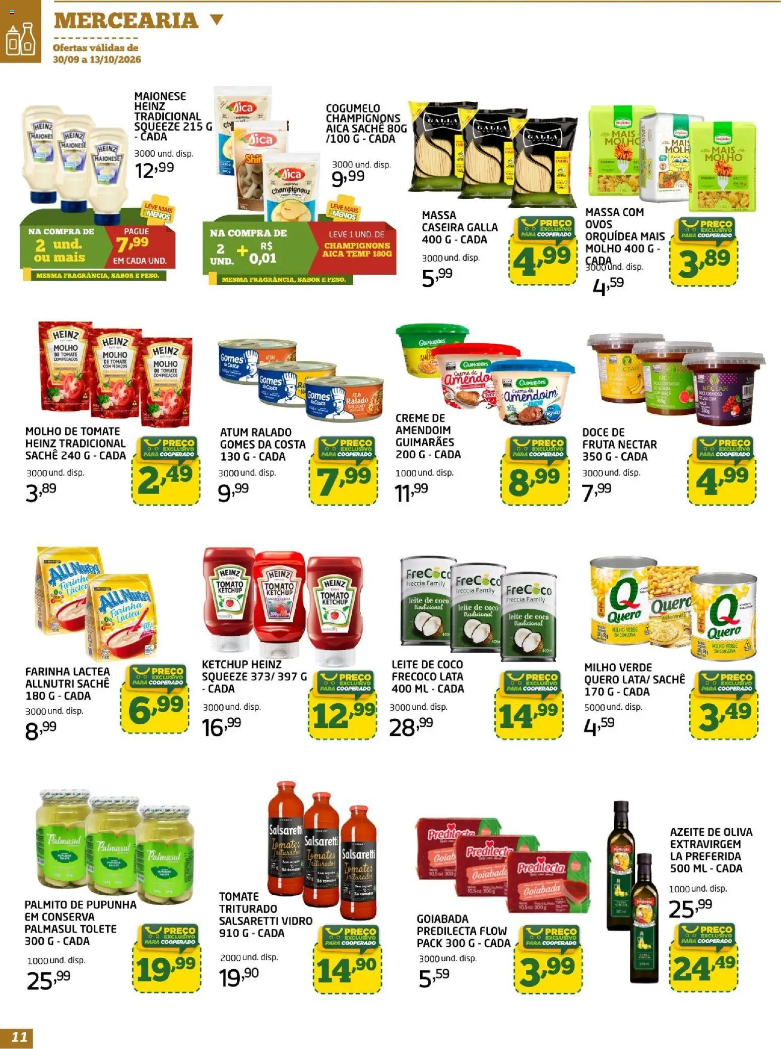 Cooper Folheto - válido de 30/09/2026 | Página: 11 | Produtos: Farinha, Milho verde, Gomes da costa, Leite de coco