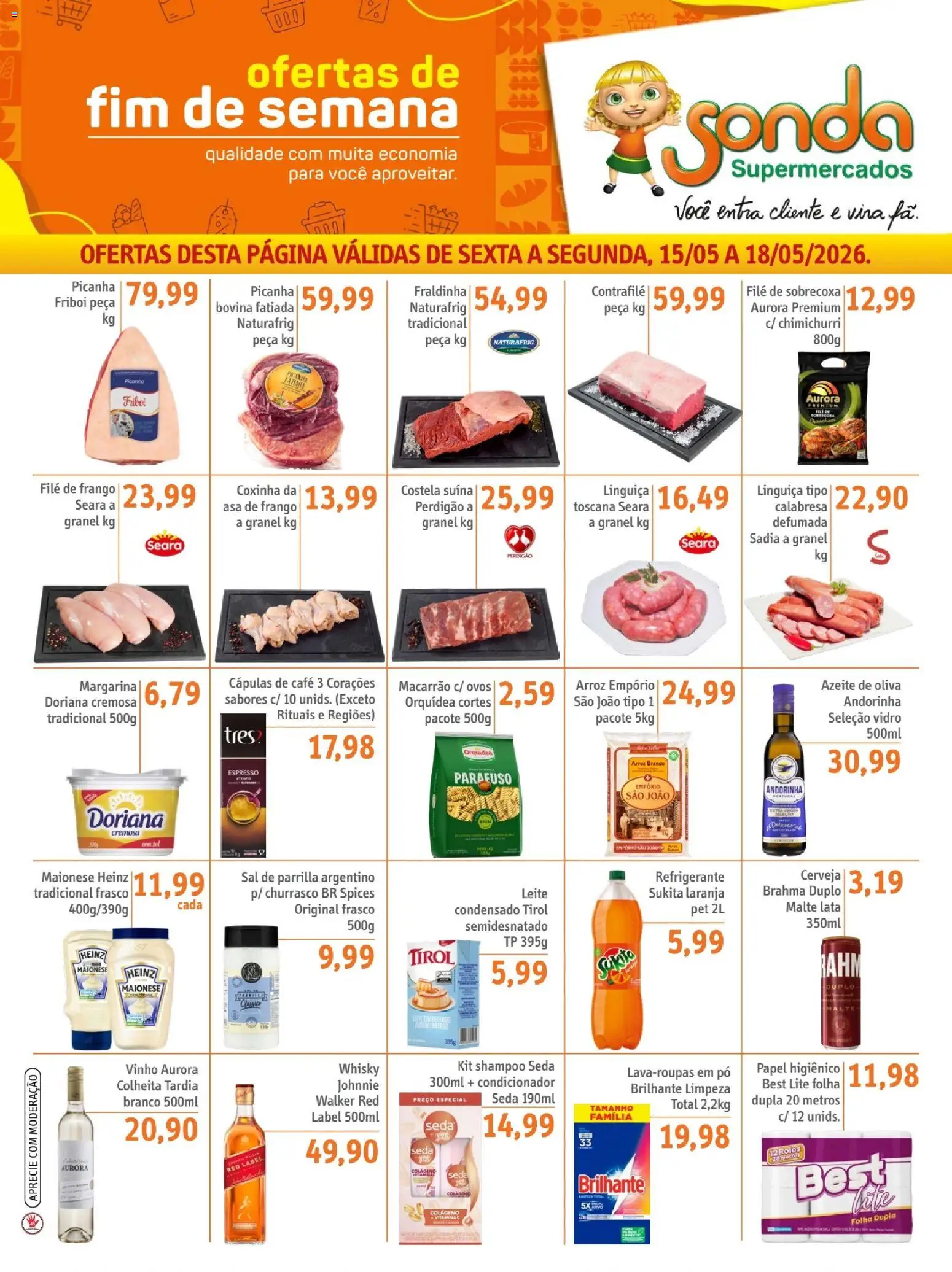 Sonda Folheto - válido de 15.05.2026 | Página: 1 | Produtos: Linguiça, Macarrão, Refrigerante, Frango