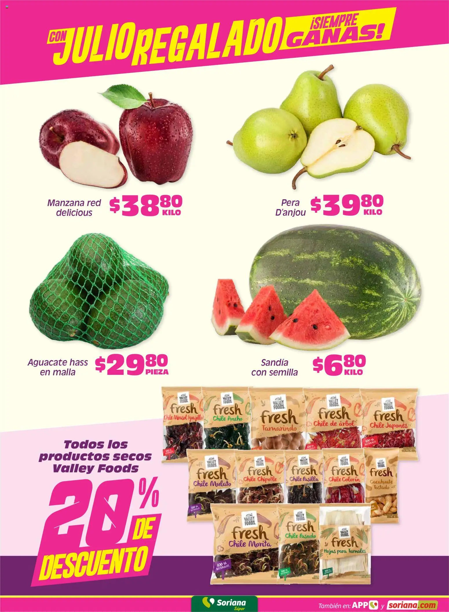 Nuevas ofertas de Soriana válidas en toda la República Mexicana desde el 12.06.2026. ¡Encuentra las mejores ofertas en Soriana Fin de Semana Súper: Chih, Delicias, Dur y Coah (excepto Saltillo)! | Página: 2 | Productos: Pera, Sandía, Cacahuate, Manzana