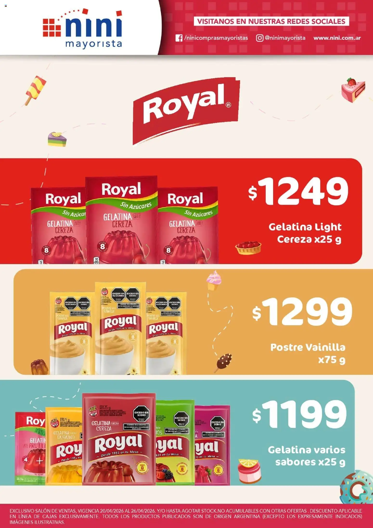 NINI Mayorista ofertas Royal │ válido desde el 20.04.2026 | Página: 1 | Productos: Mesa, Durazno, Gelatina