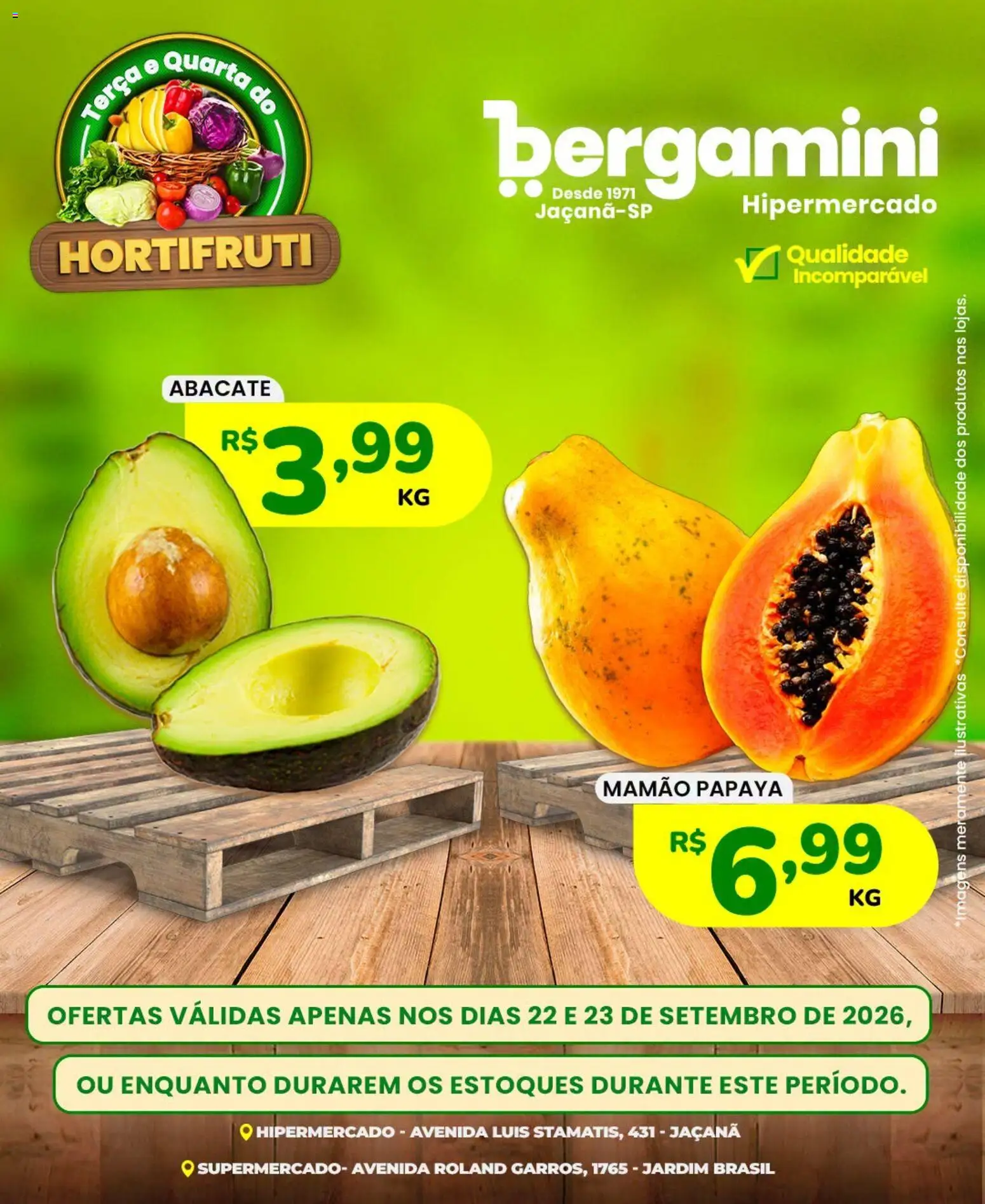 Supermercado Bergamini Folheto - válido de 22/09/2026 | Página: 3 | Produtos: Abacate, Mamão