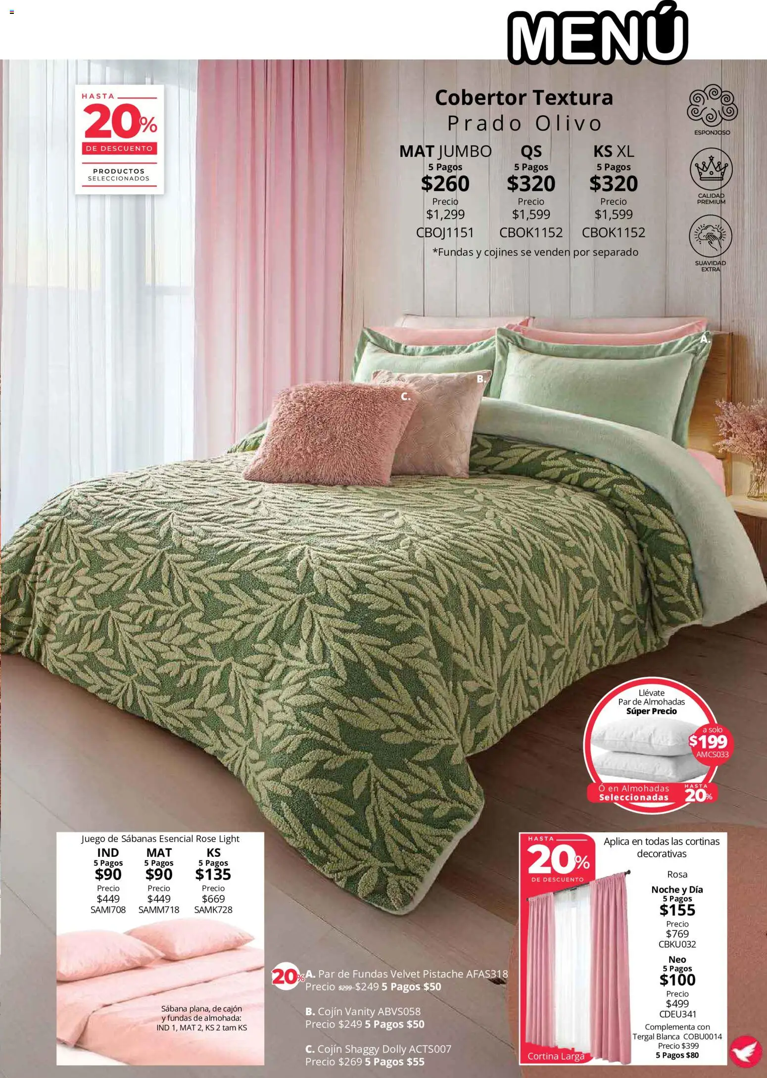 Nuevas ofertas de Colchas Concord válidas en toda la República Mexicana desde el 01/08/2026. ¡Encuentra las mejores ofertas en Colchas Concord catálogo Colección Cobertor! | Página: 46 | Productos: Juego, Almohada, Sabanas, Cortinas