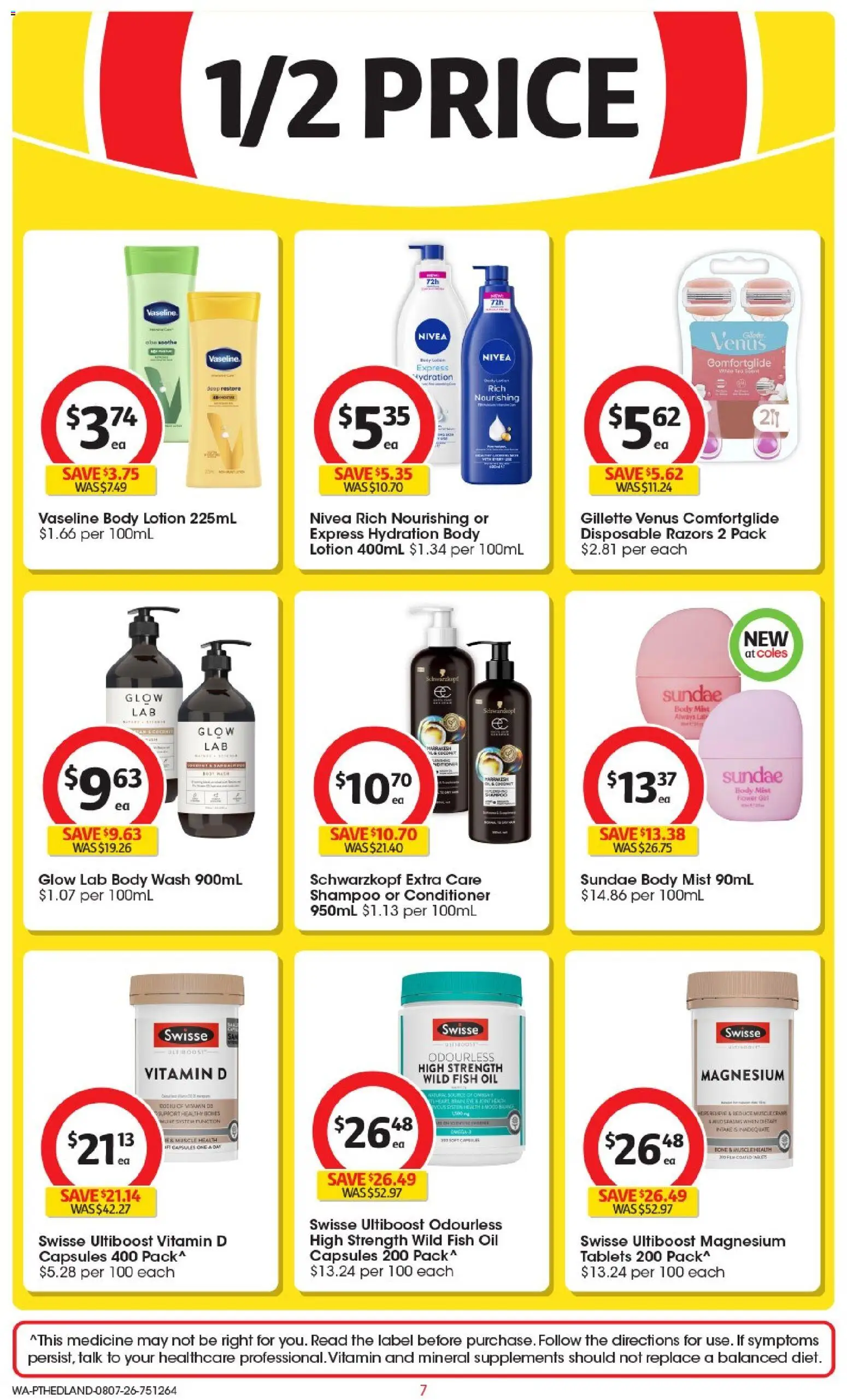 Coles catalogue - valid from 08/07/2026 | Page: 7 | Products: Shampoo, Oil, Body lotion, Vitamin