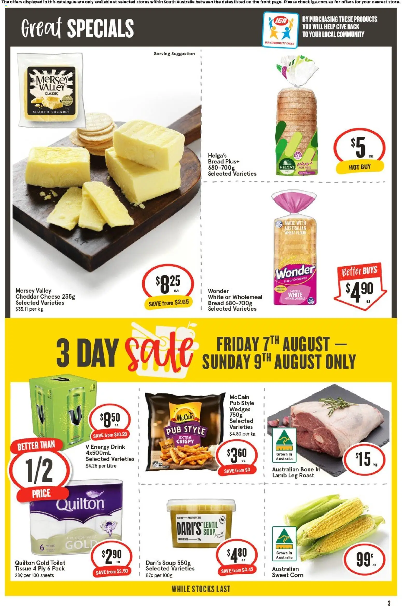 IGA catalogue - valid from 05/08/2026 | Page: 4 | Products: Toilet, Cheese, Energy drink, Soup