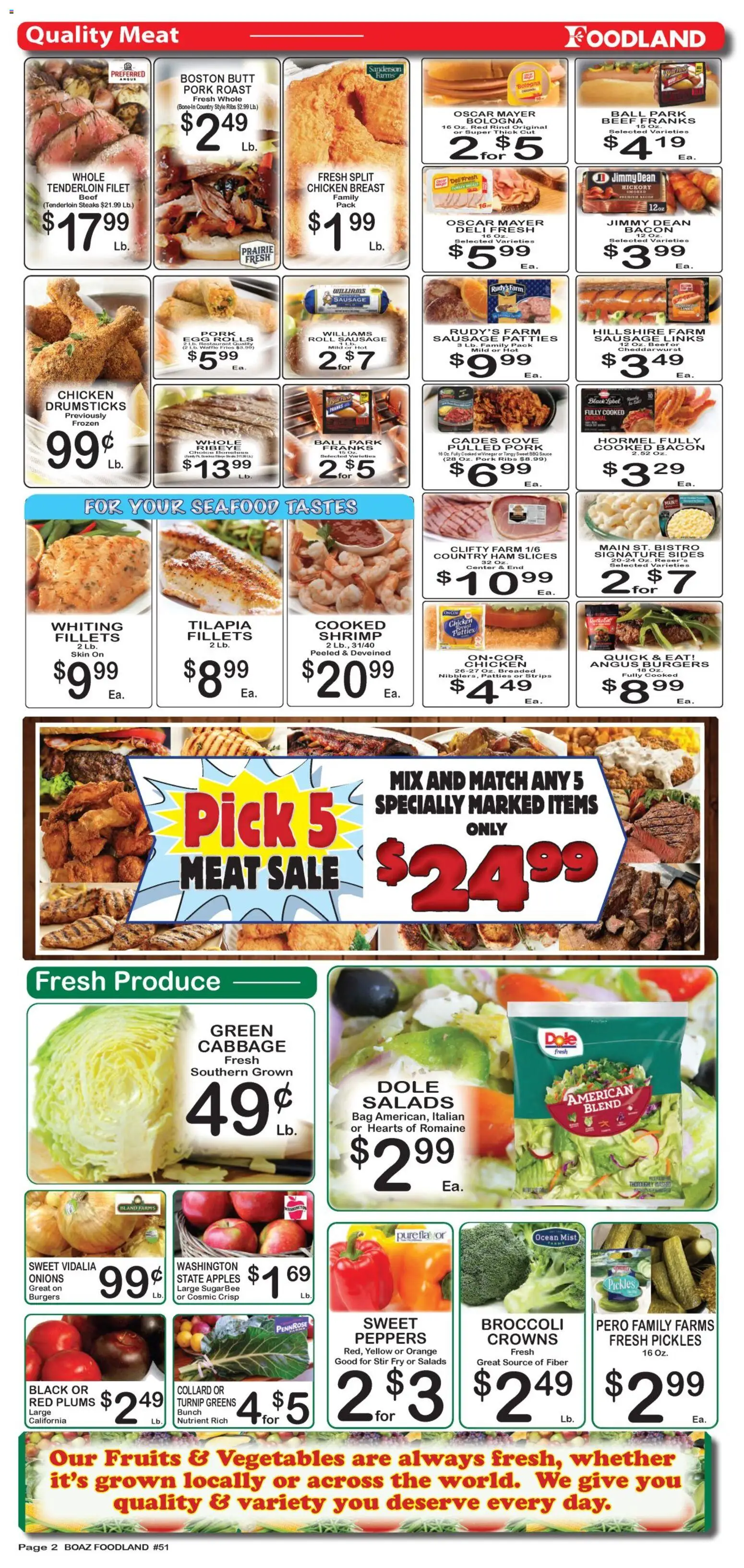 Foodland Weekly Ad - valid from 16.06.2026 | Page: 2 | Products: Vinegar, Romaine, Pork, Vegetables