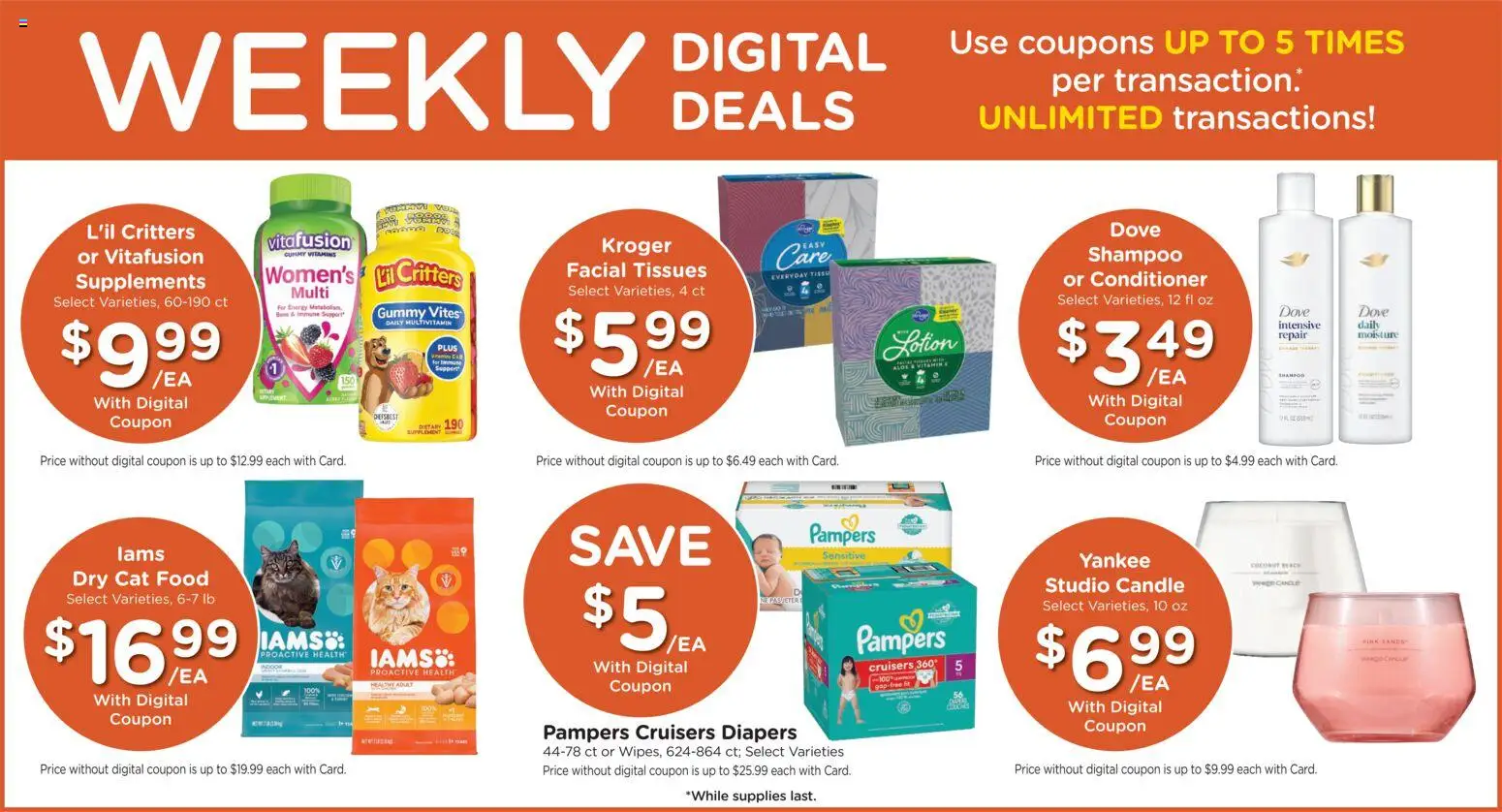 Kroger Weekly Ad - valid from 07/15/2026 | Page: 4 | Products: Multivitamin, Cat Food, Shampoo, Conditioner