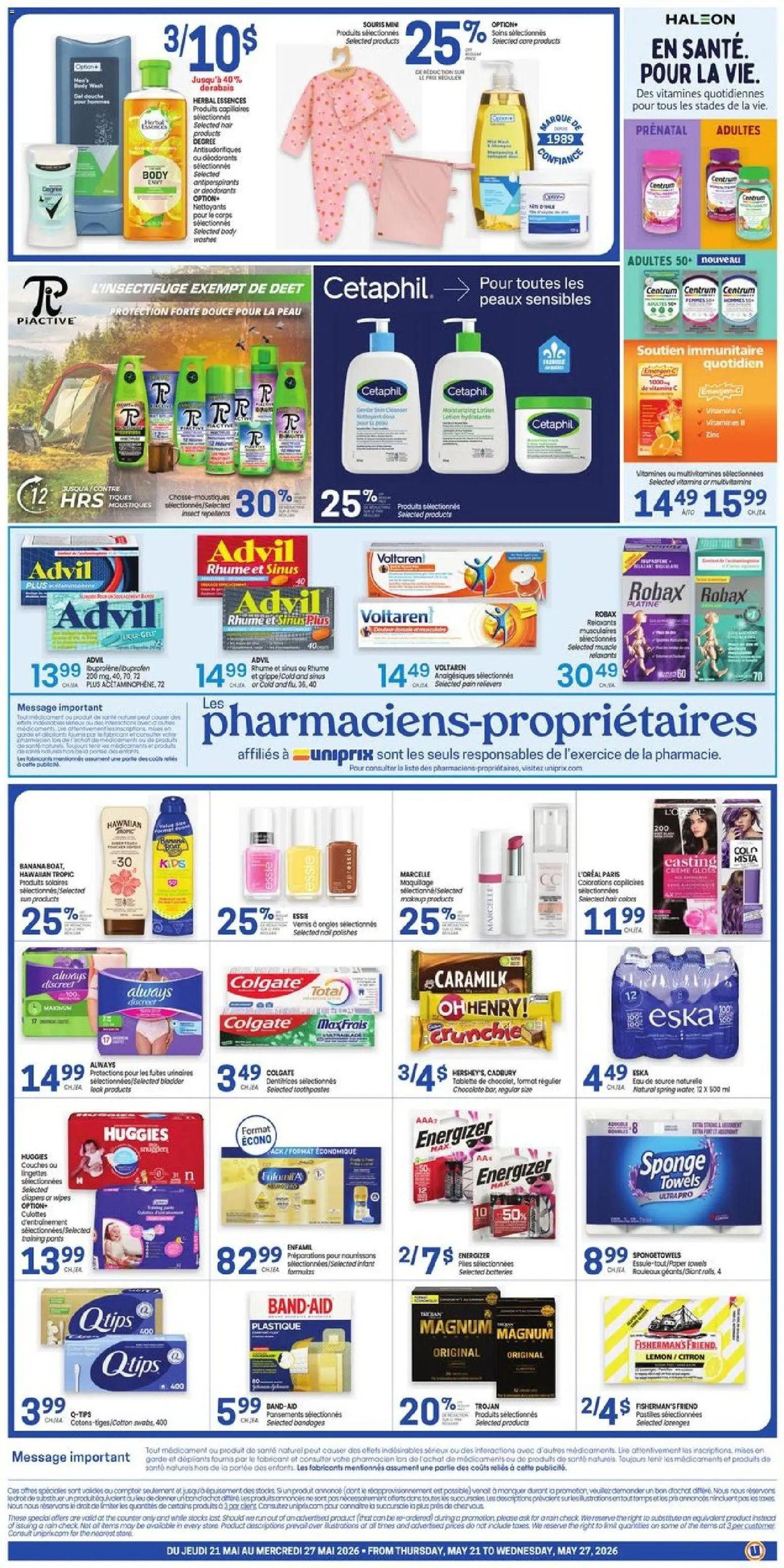 Uniprix flyer valid from 21.05.2026 | Page: 2 | Products: Sponge, Bath, Chocolate, Pants
