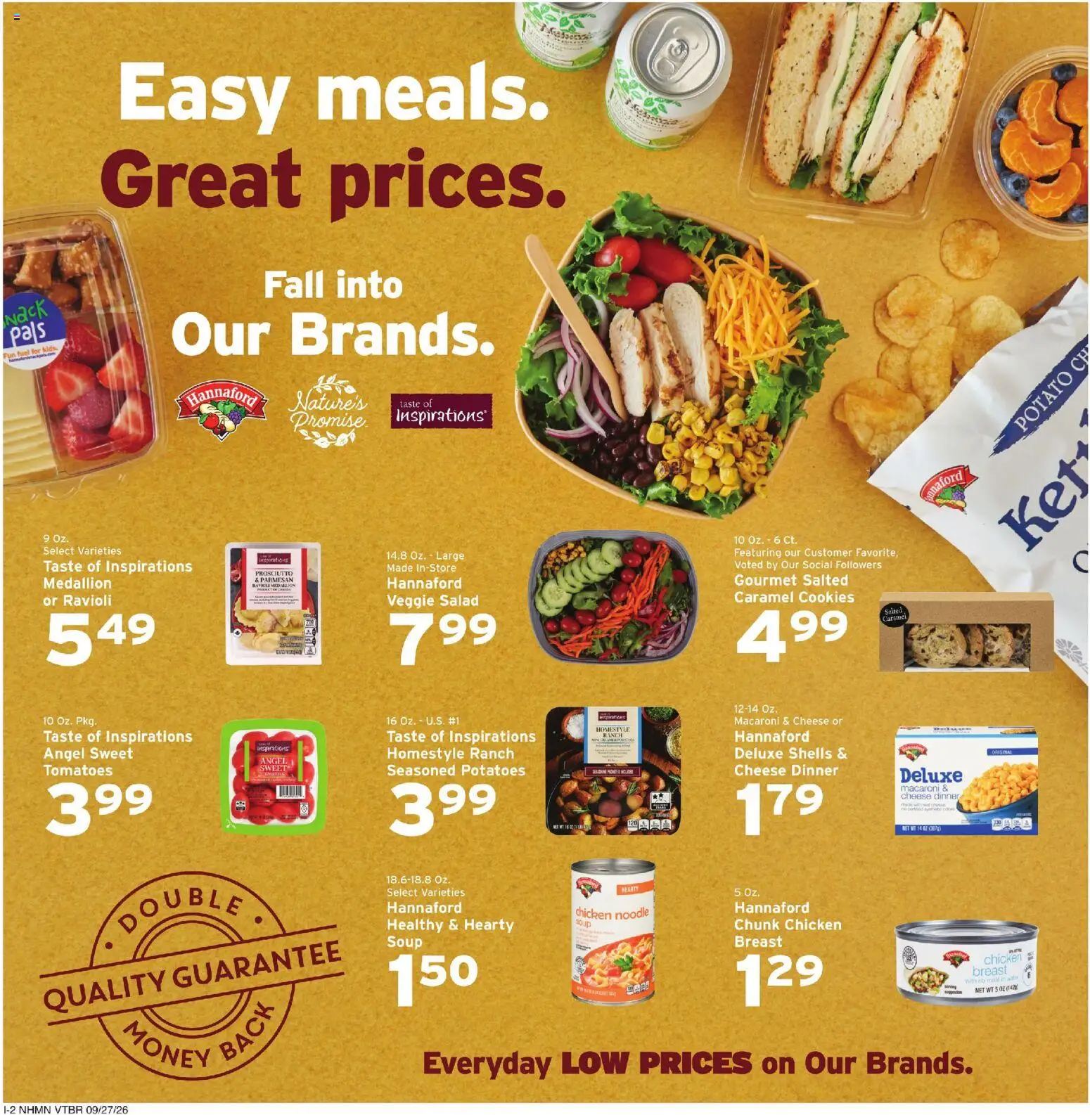Hannaford Weekly Flyer - valid from 09/27/2026 | Page: 10 | Products: Prosciutto, Tomatoes, Cookies, Salad