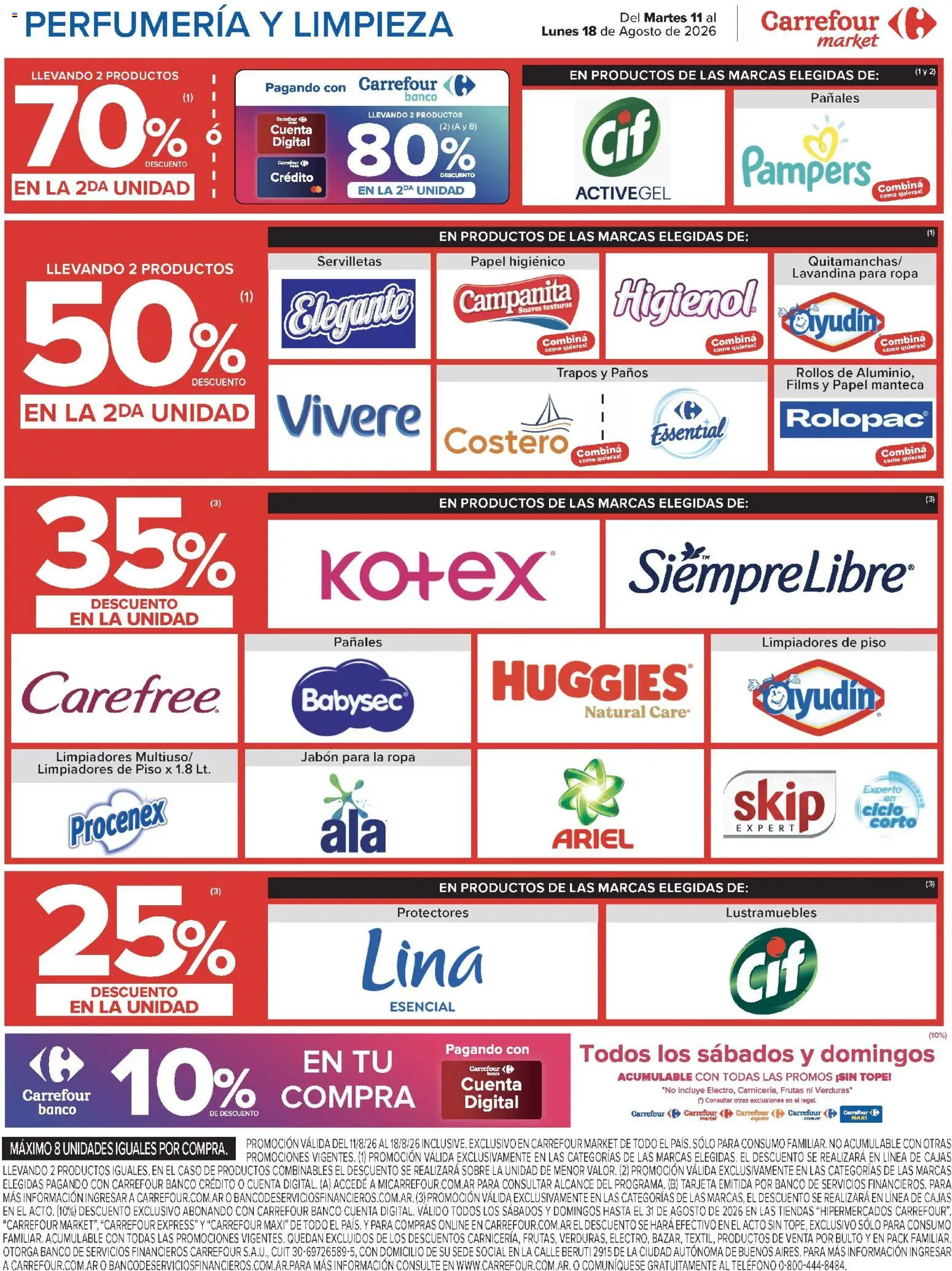 Carrefour ofertas │ válido desde el 11/08/2026 | Página: 50 | Productos: Lustramuebles, Lavandina, Caja, Ropa