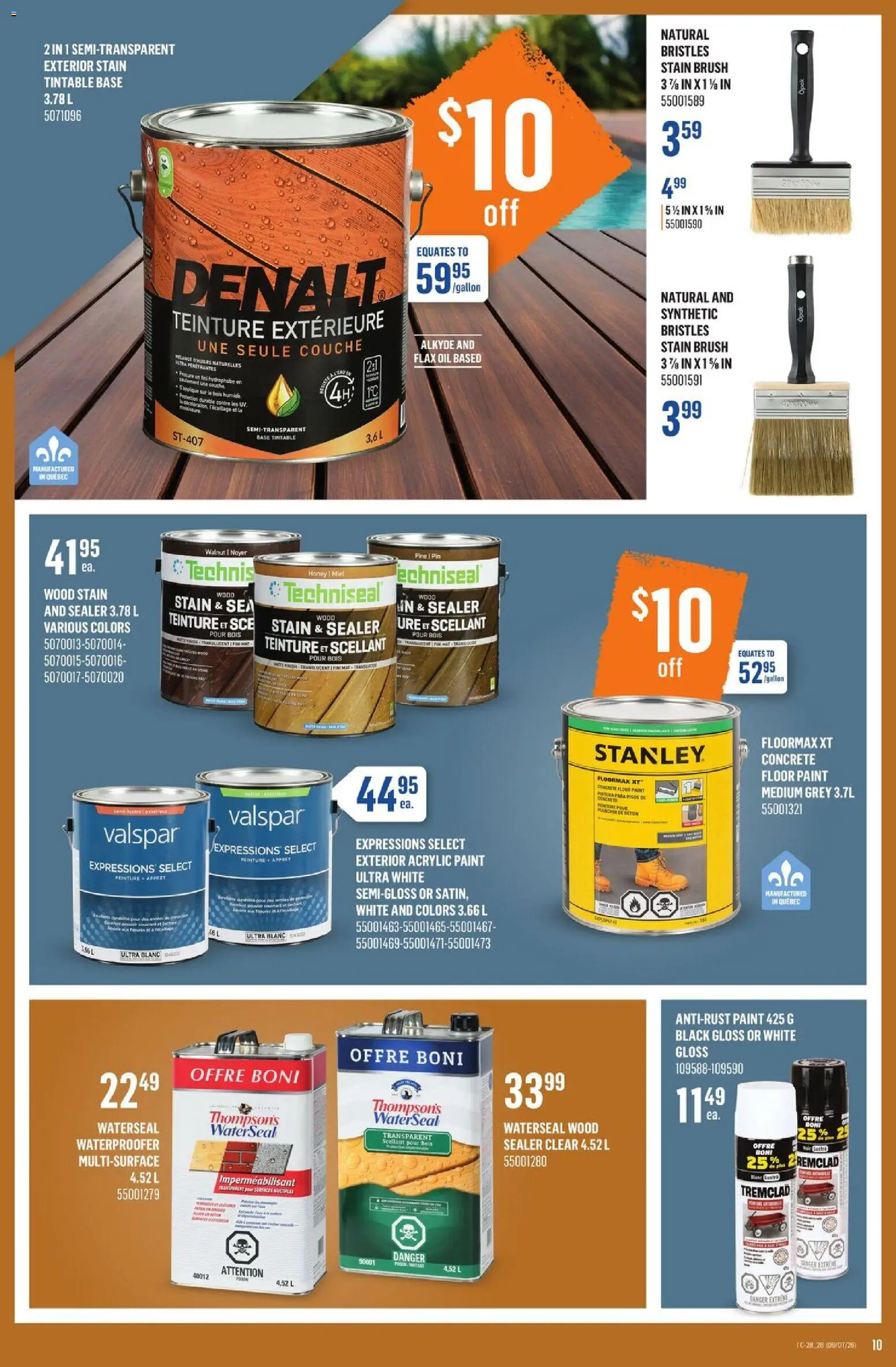 Canac flyer valid from Jul 9, 2026 | Page: 11 | Products: Brush, Oil