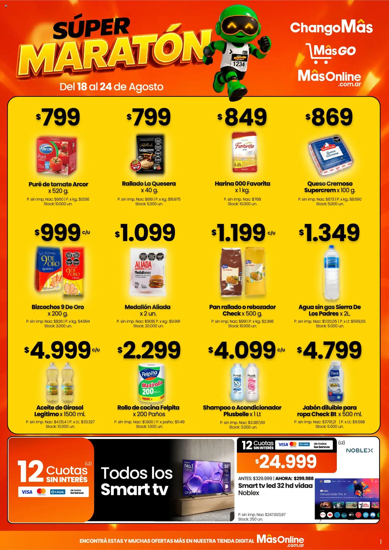 Changomas ofertas │ válido desde el 18/08/2026 | Página: 1 | Productos: Harina, Tomate, Queso, Pan