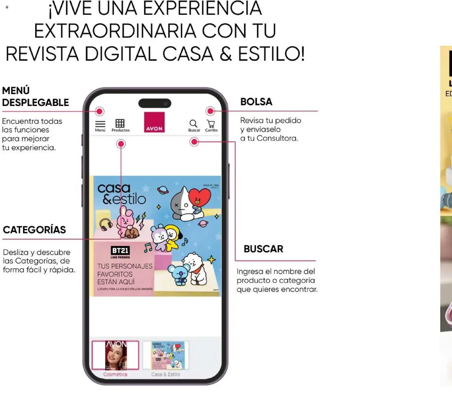 Nuevas ofertas de AVON válidas en toda la República Mexicana desde el 24.04.2026. ¡Encuentra las mejores ofertas en AVON Casa & Estilo 7 2026! | Página: 2 | Productos: Bolsa