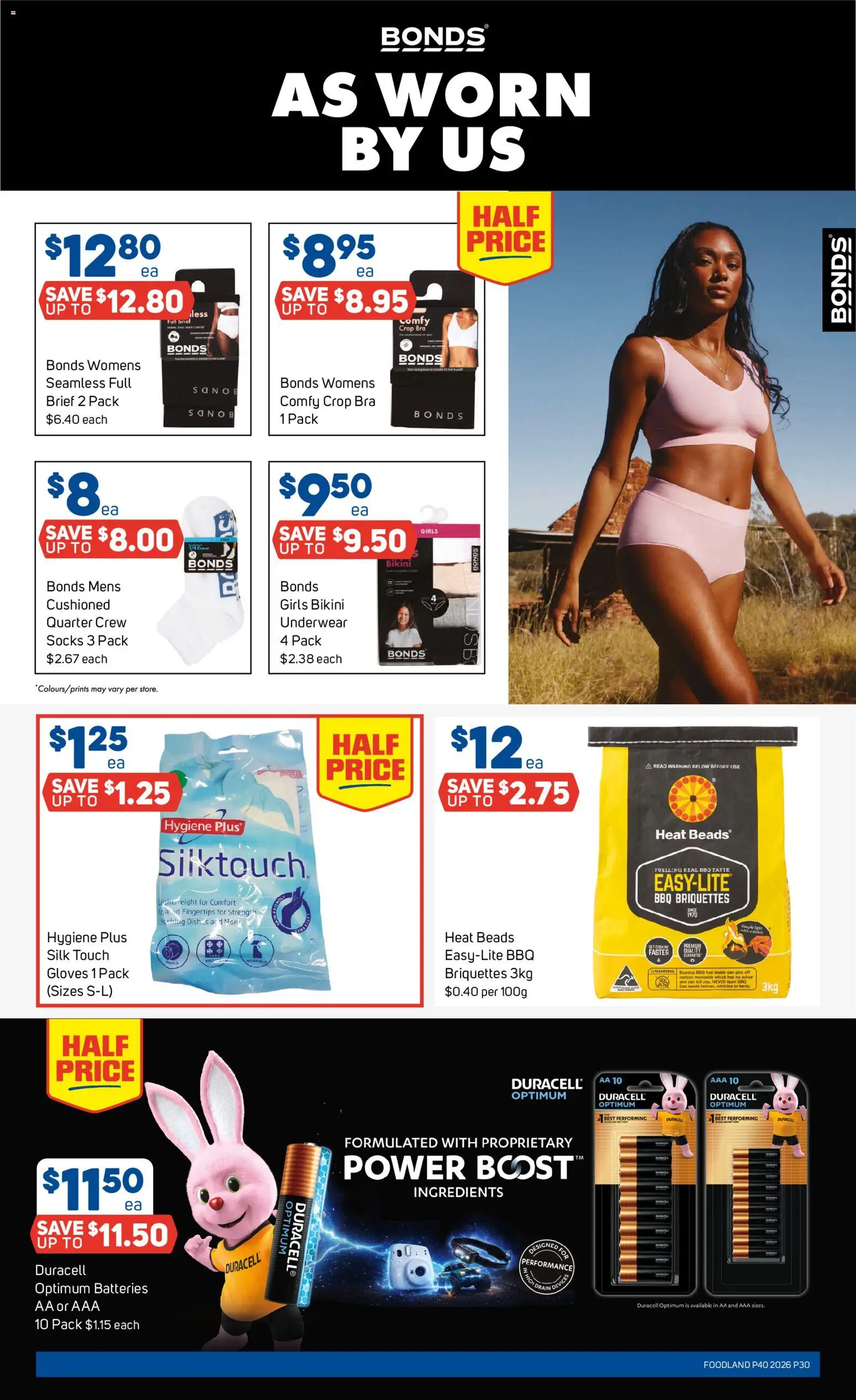 Foodland catalogue - valid from 30/09/2026 | Page: 30 | Products: Briquettes, Bra, Gloves, Batteries