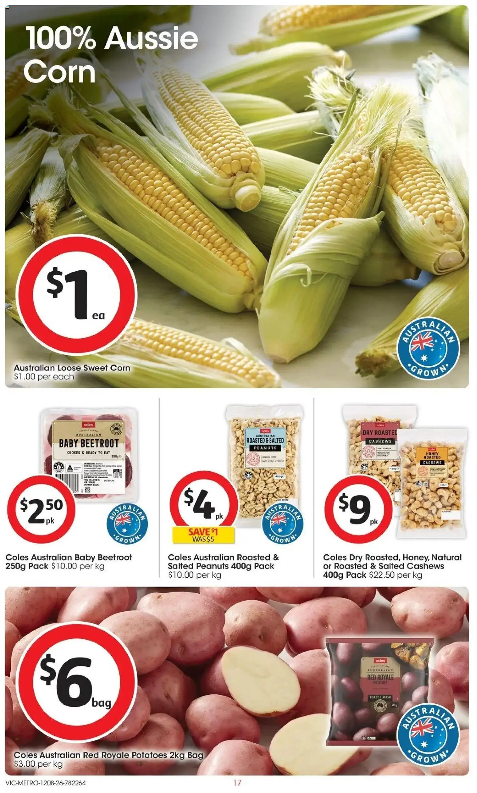 Coles catalogue - valid from 12/08/2026 | Page: 17 | Products: Corn, Honey, Potatoes, Roast