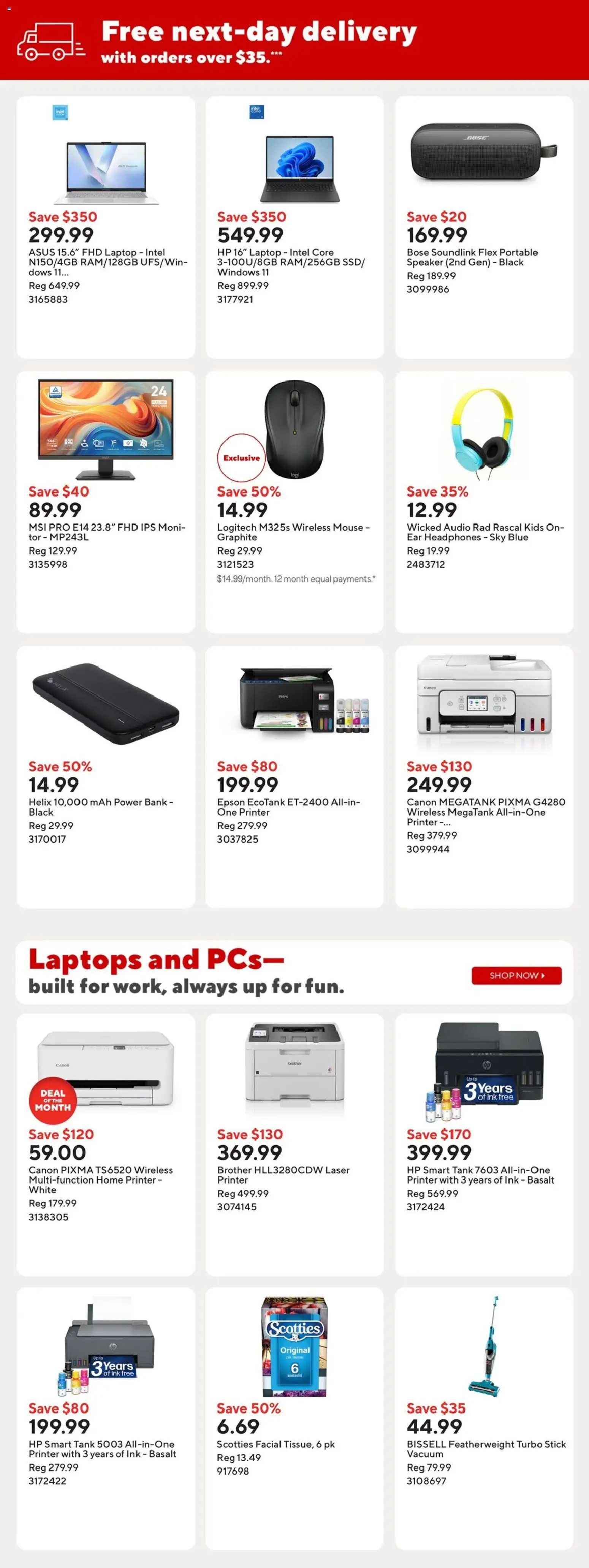 Staples flyer valid from Aug 28, 2026 | Page: 5 | Products: Printer, Audio, Headphones, Speaker