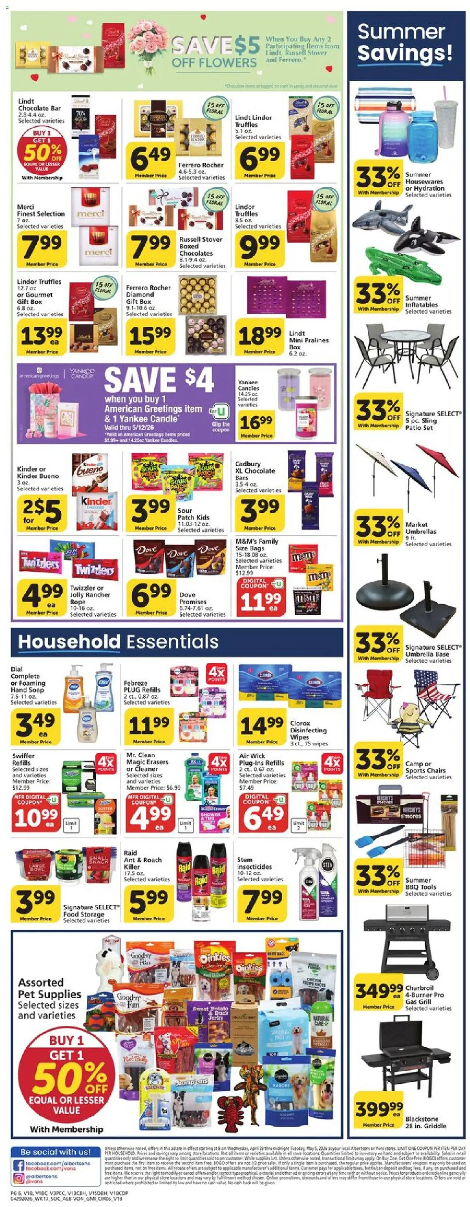 Vons Weekly Ad - SoCal - valid from 29.04.2026 | Page: 6 | Products: Box, Shower, Soap, Grill
