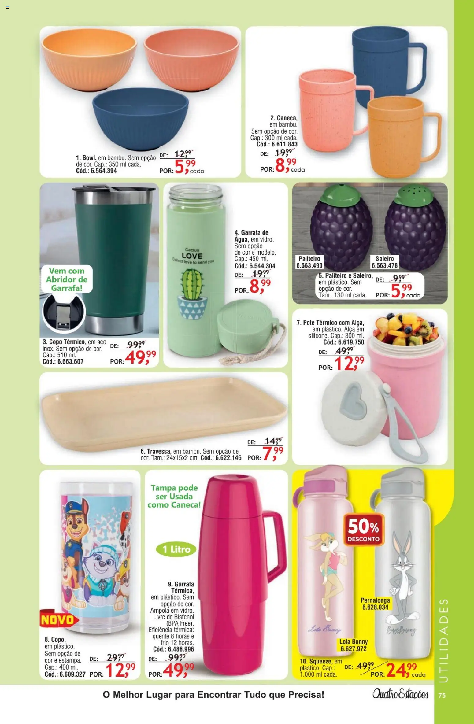 Quatro Estações Folheto - válido de 01/08/2026 | Página: 75 | Produtos: Abridor, Caneca