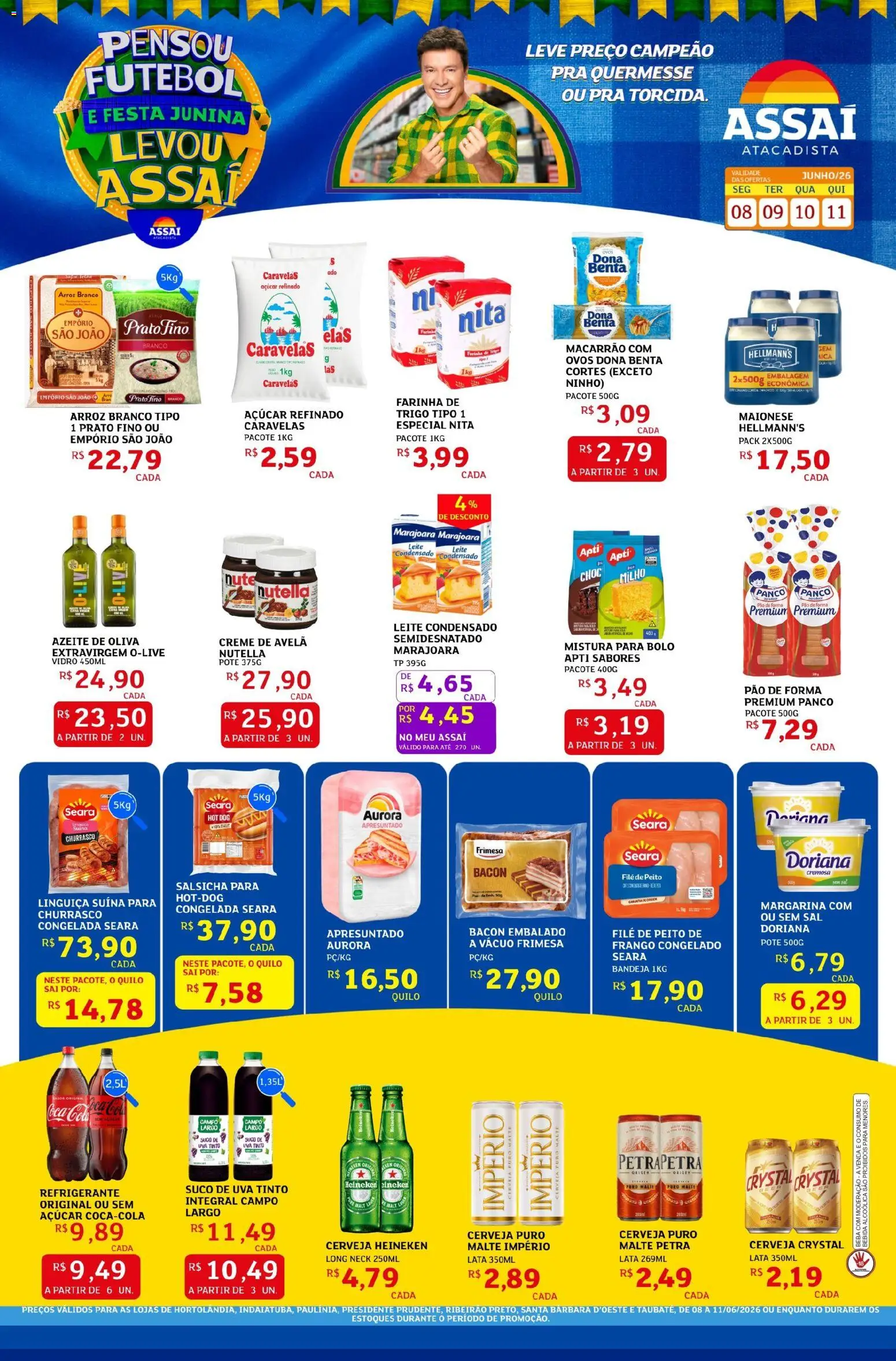 Assaí Atacadista Folheto - válido de 08.06.2026 | Página: 1 | Produtos: Doriana, Bolo, Sal, Creme de avelã