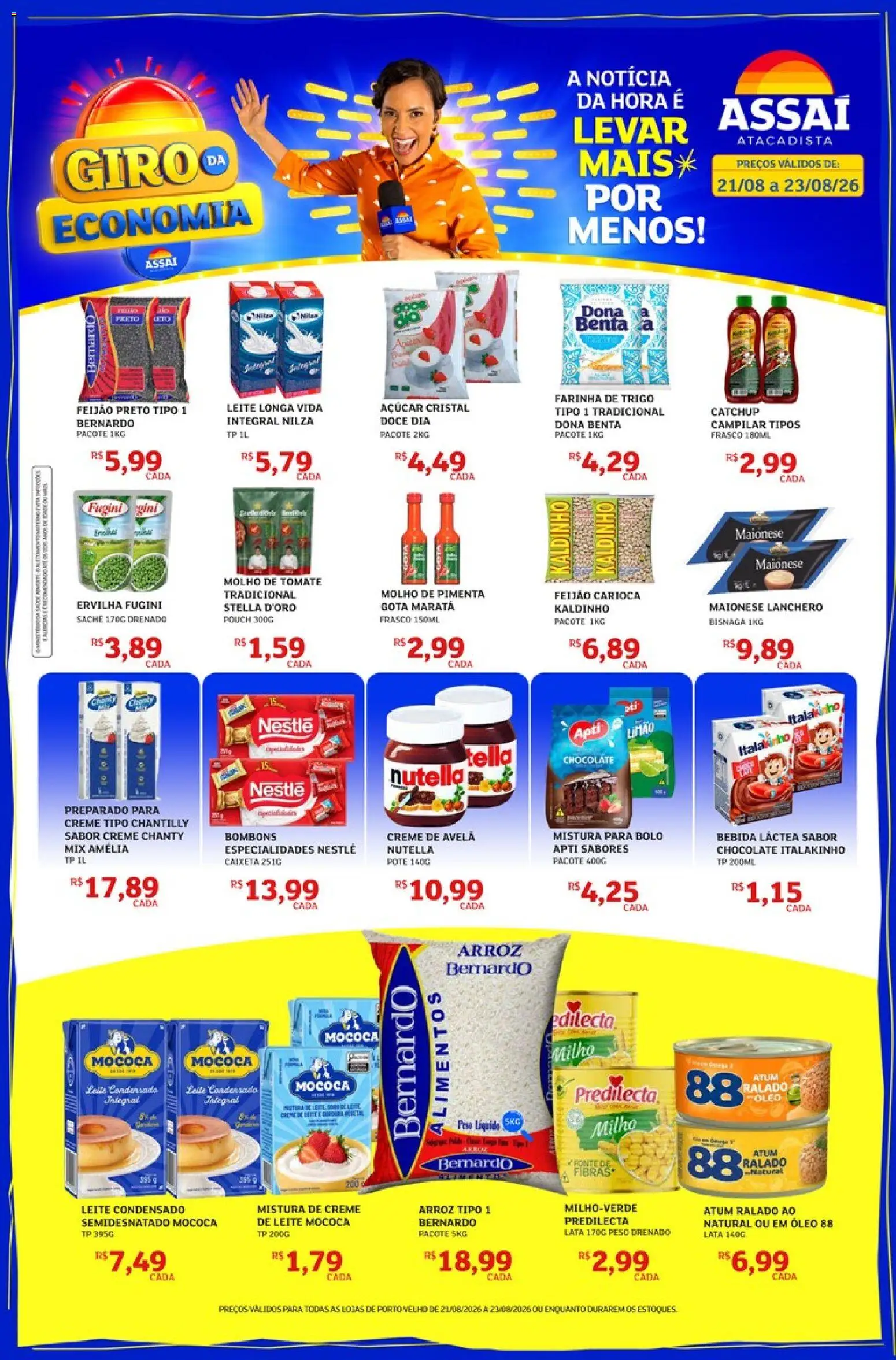 Assaí Atacadista Folheto - válido de 21/08/2026 | Página: 1 | Produtos: Especialidades, Farinha de trigo, Creme de avelã, Avelã