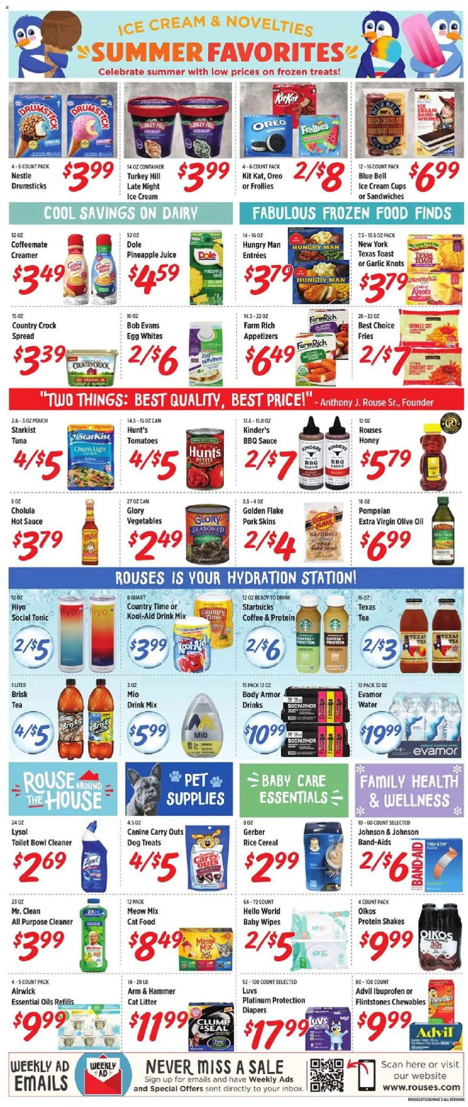 Rouses Weekly Ad - valid from 07/22/2026 | Page: 7 | Products: Cat Litter, Juice, Cream, Water