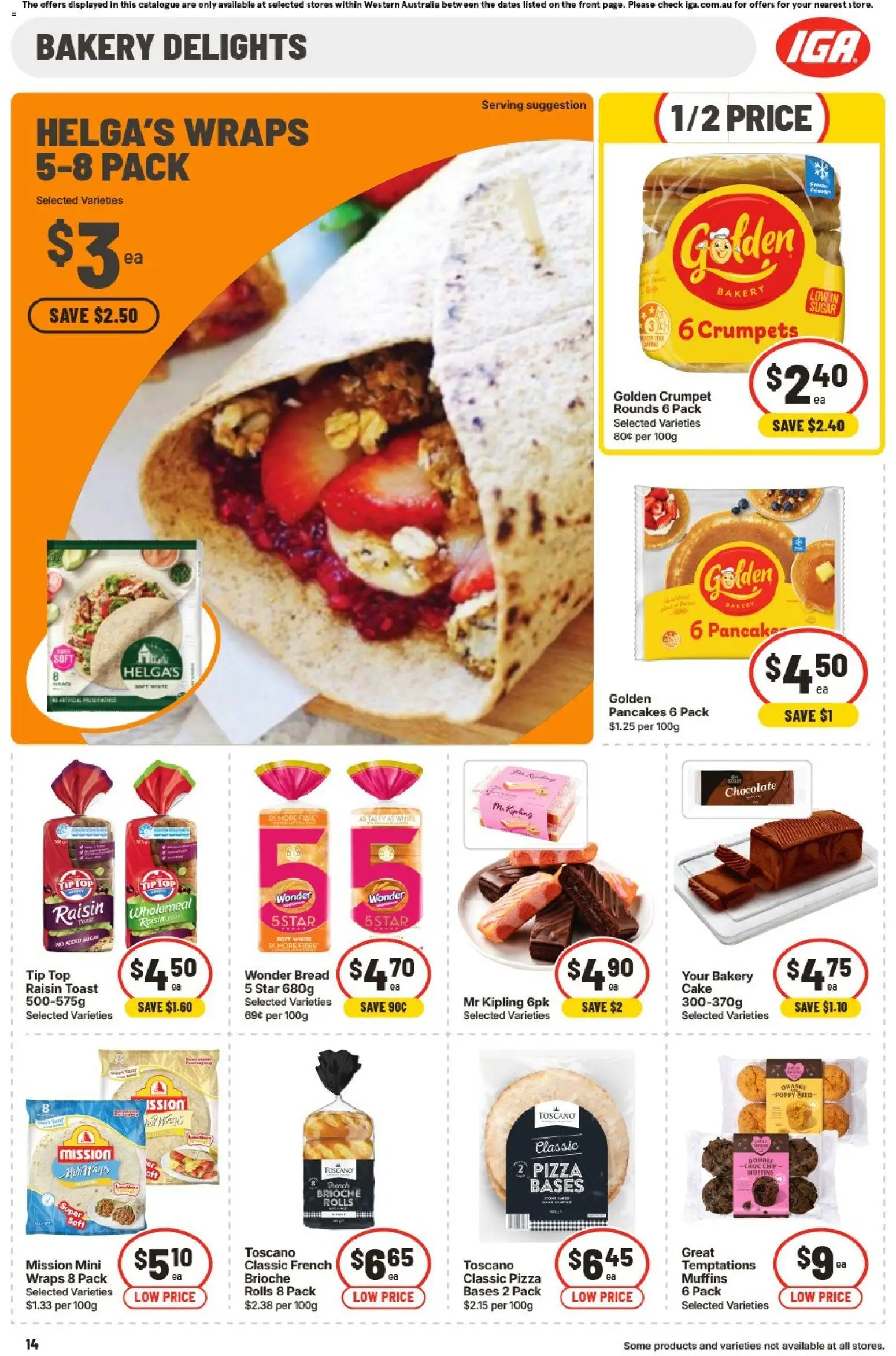 IGA catalogue - valid from 12/08/2026 | Page: 14 | Products: Brioche, Bread, Muffins, Toast