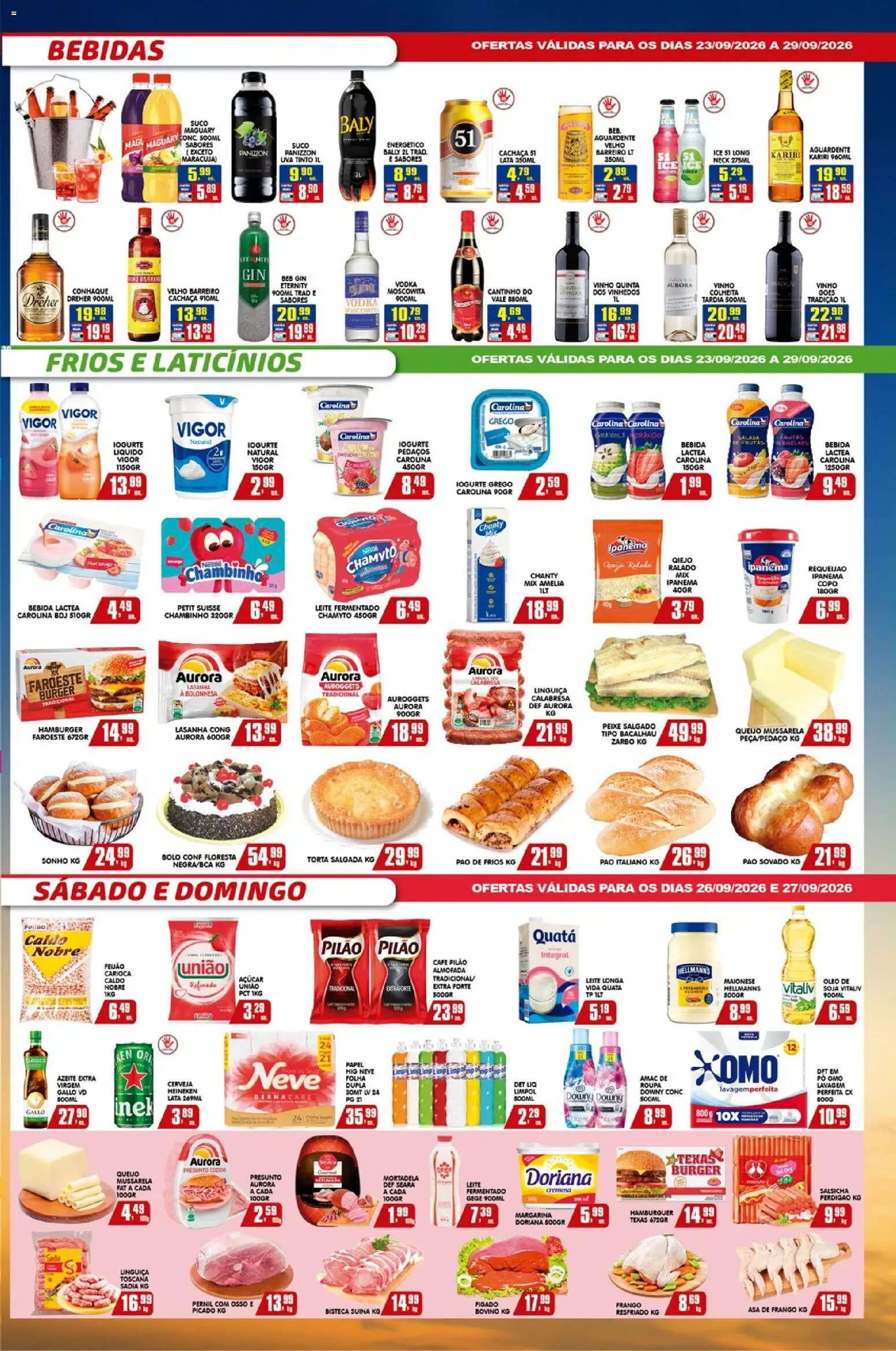Higa's Supermercado Folheto - válido de 23/09/2026 | Página: 3 | Produtos: Pó, Bebidas, Vinho, Leite fermentado
