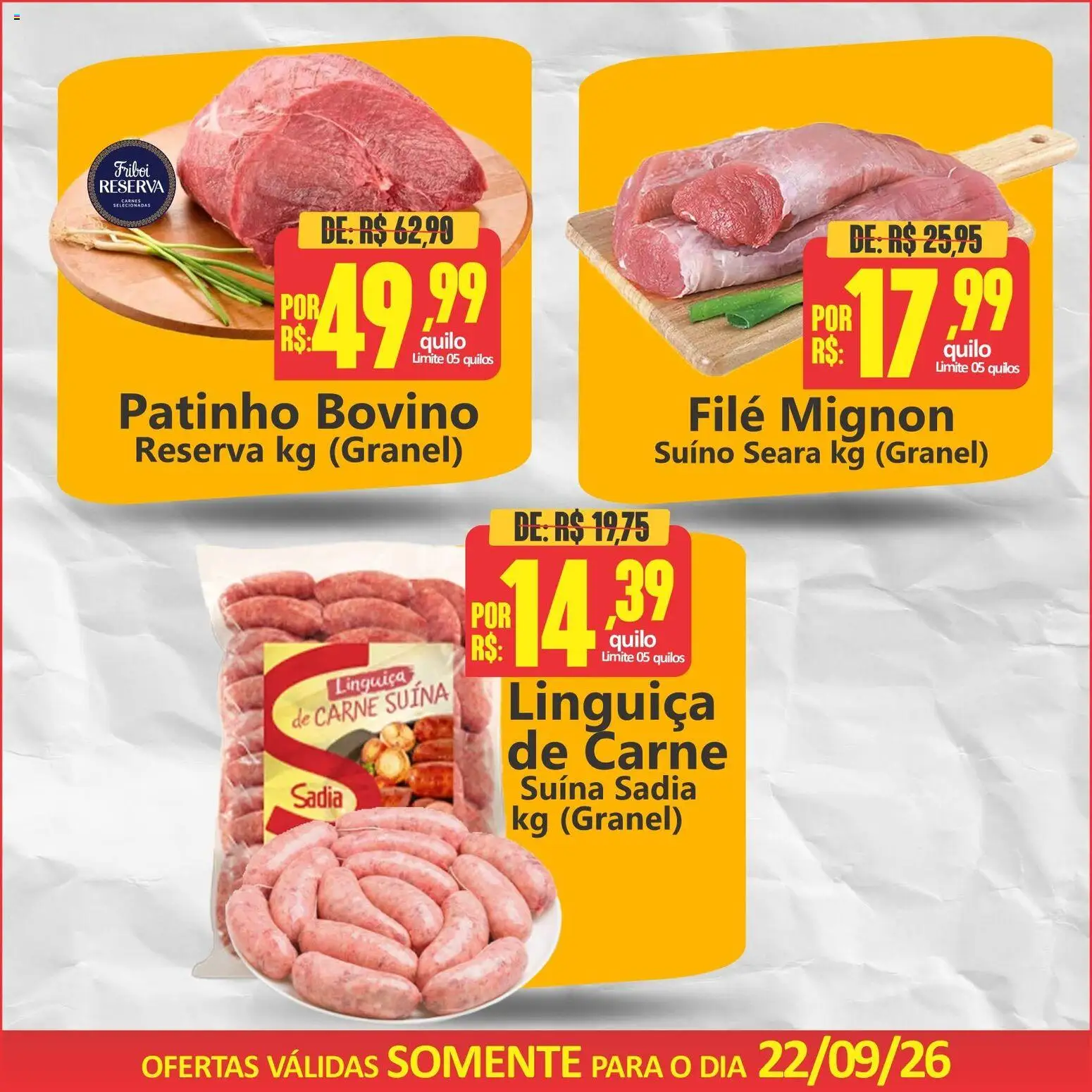 Big Supermercados Folheto - válido de 22/09/2026 | Página: 3 | Produtos: Filé mignon suíno, Linguiça, Filé mignon, Carne