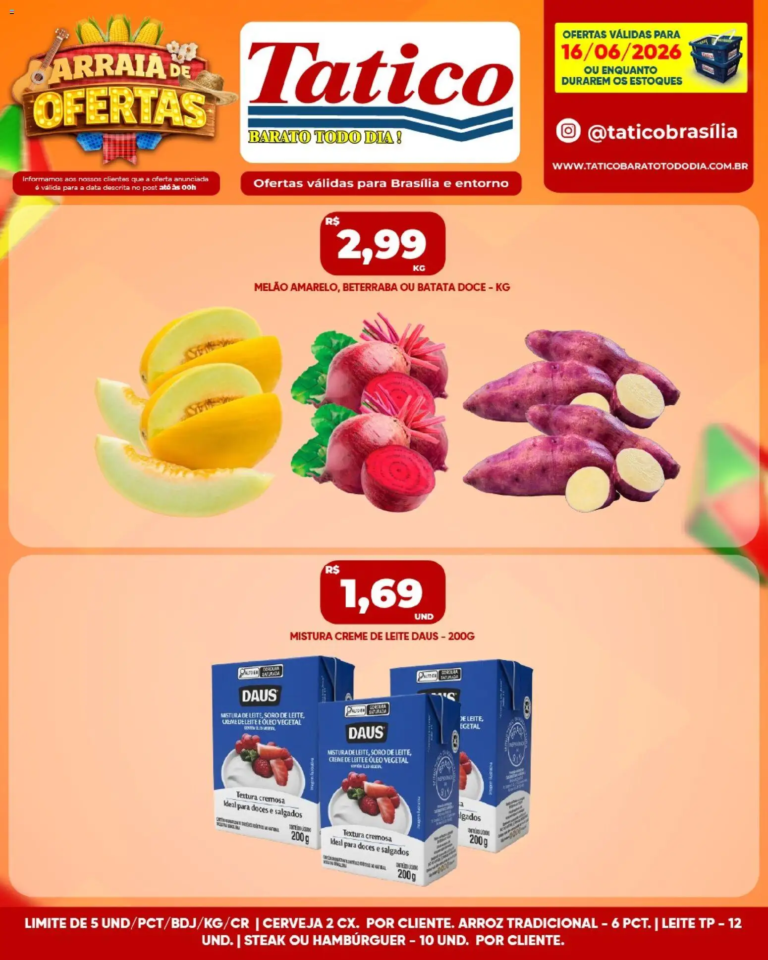 Tatico Folheto - válido de 16.06.2026 | Página: 2 | Produtos: Beterraba, Óleo, Cerveja, Creme de leite