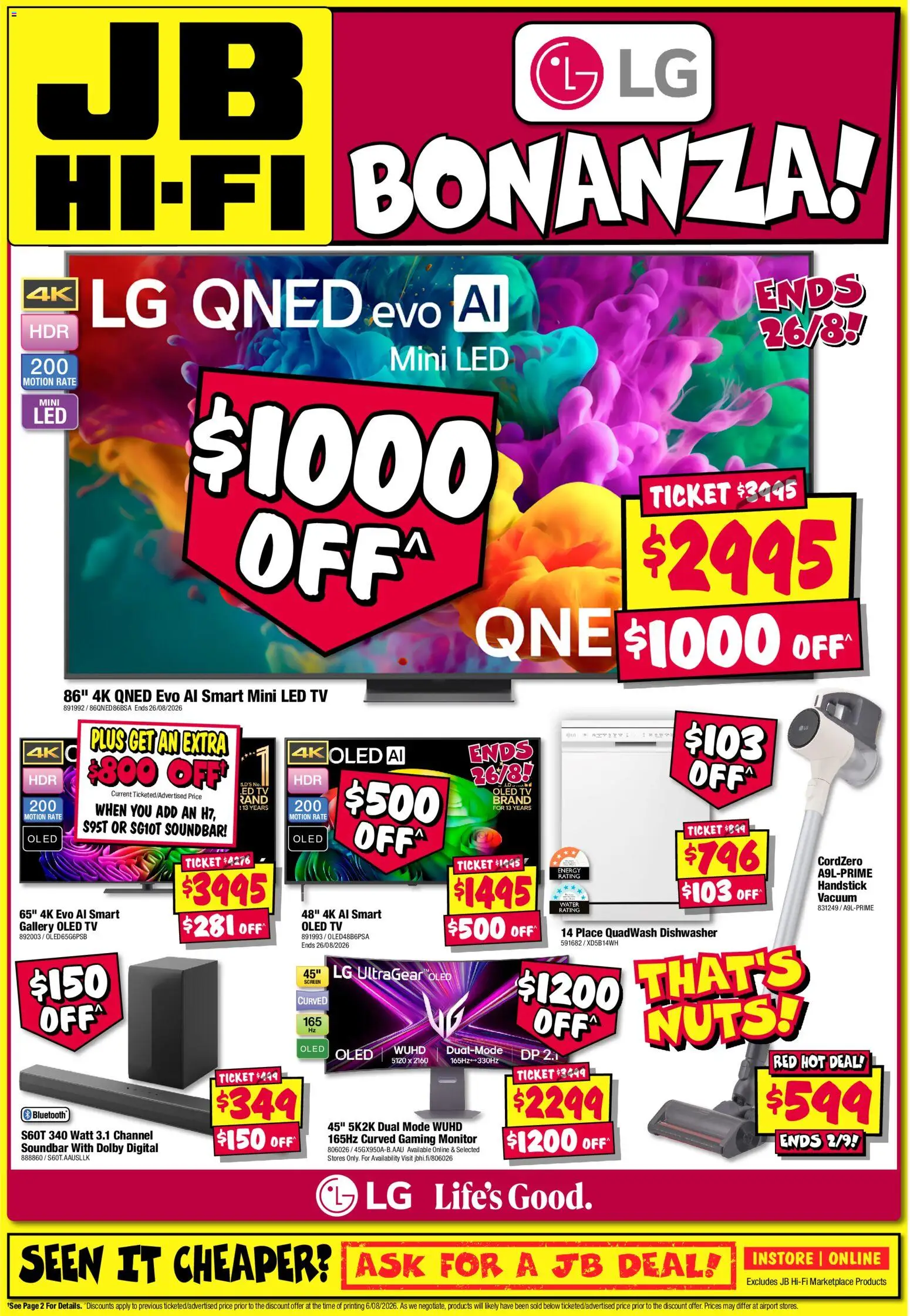 JB Hi-Fi catalogue - valid from 20/08/2026 | Page: 8 | Products: Nuts, Water, Dishwasher, Screen