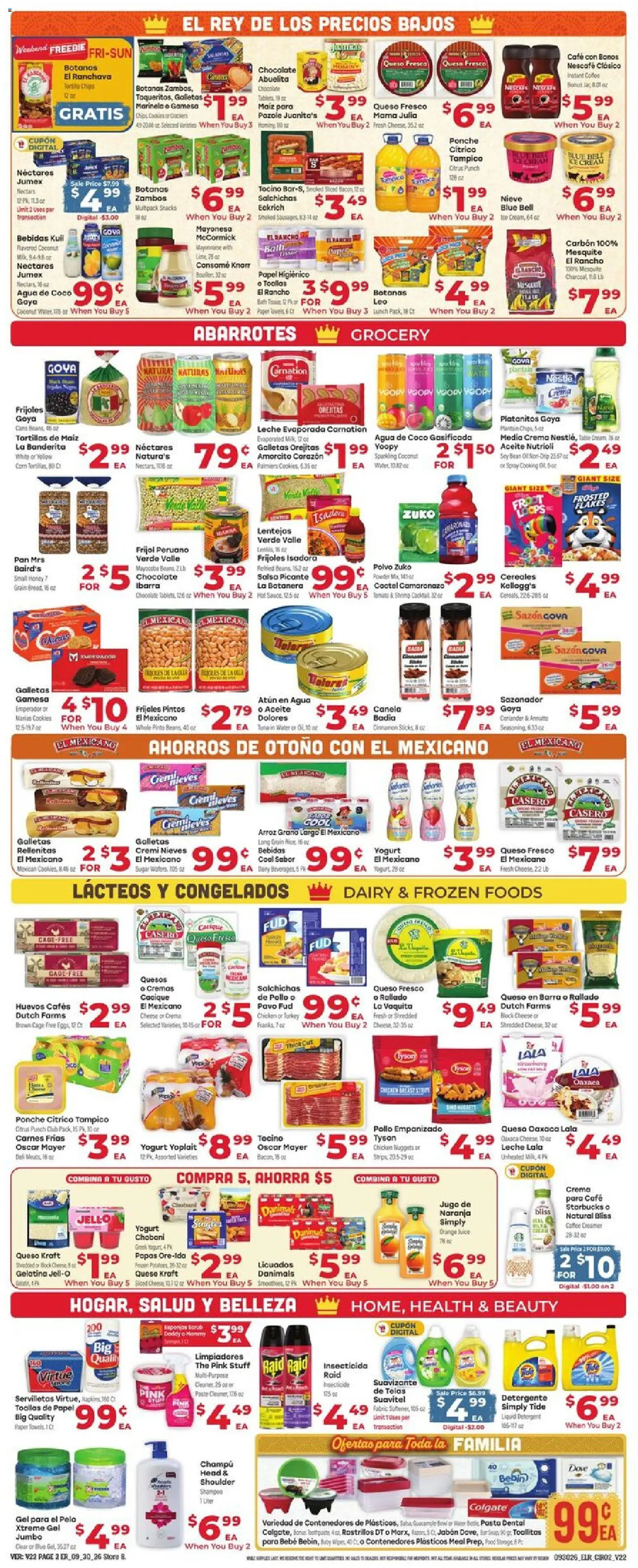 El Rancho Weekly Ad - valid from 09/30/2026 | Page: 2 | Products: Pan, Detergent, Sugar, Coconut