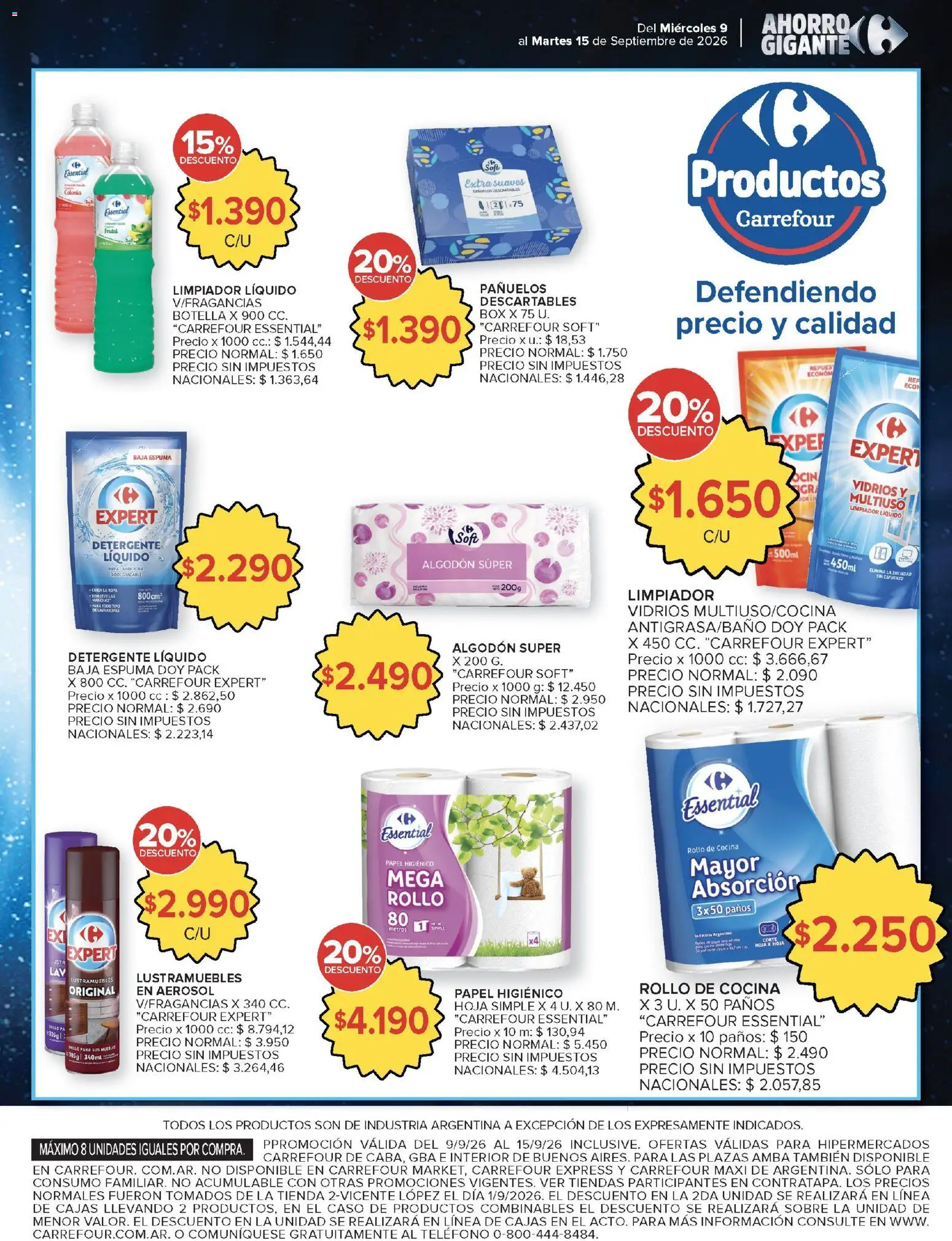 Carrefour - Ofertas │ válido desde el 09/09/2026 | Página: 20 | Productos: Teléfono, Lustramuebles, Cocina, Espuma