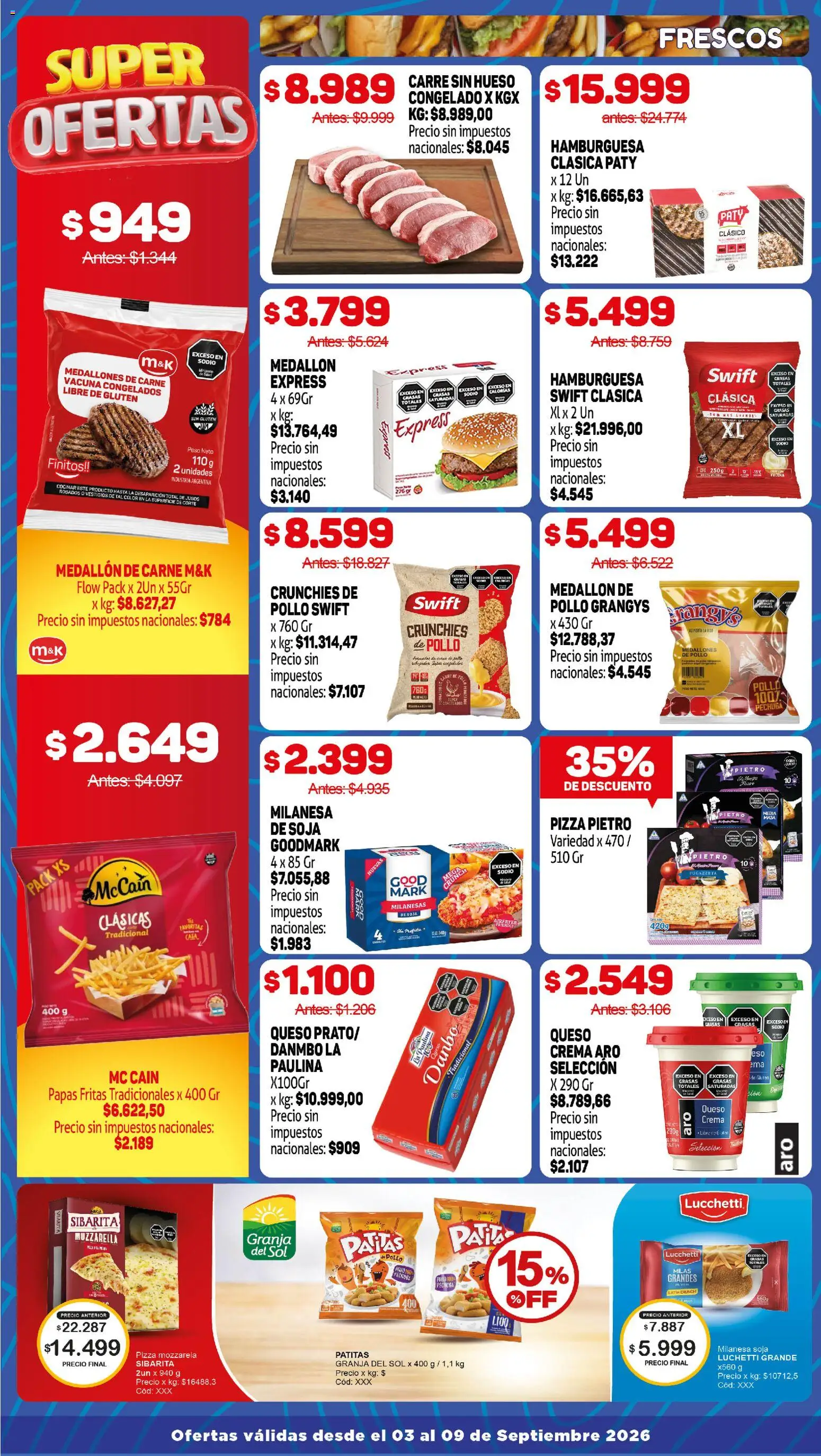 Makro Ofertas │ válido desde el 03/09/2026 | Página: 2 | Productos: Masa, Milanesa, Muzzarella, Papas