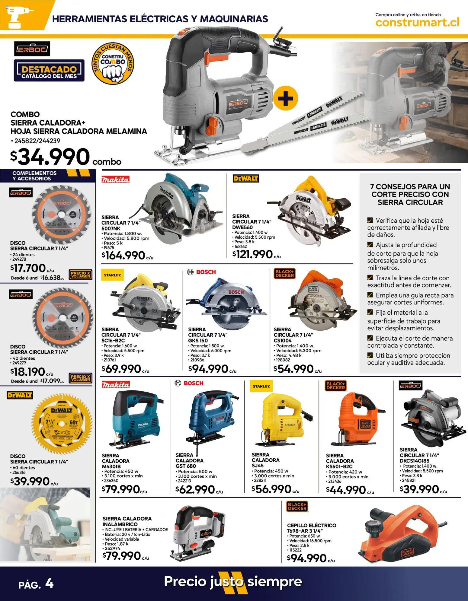Construmart Ofertas │ válido desde el 01.06.2026 | Página: 4 | Productos: Disco, Peso, Sierra, Cepillo